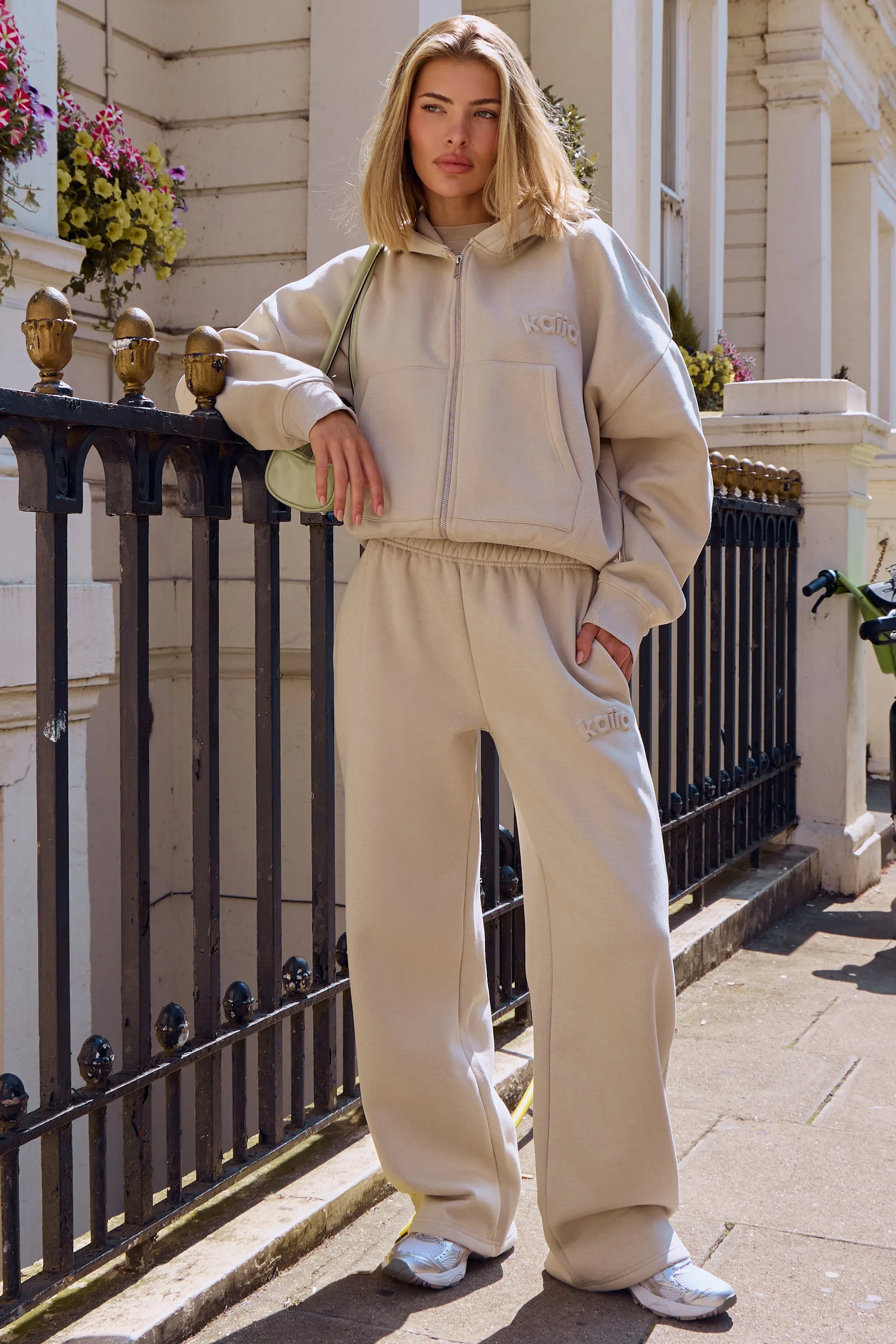 Kaiia Embossed Oversized Zip Through Hoodie Ash Taupe sold by Kaiia the label product image thumbnail 3