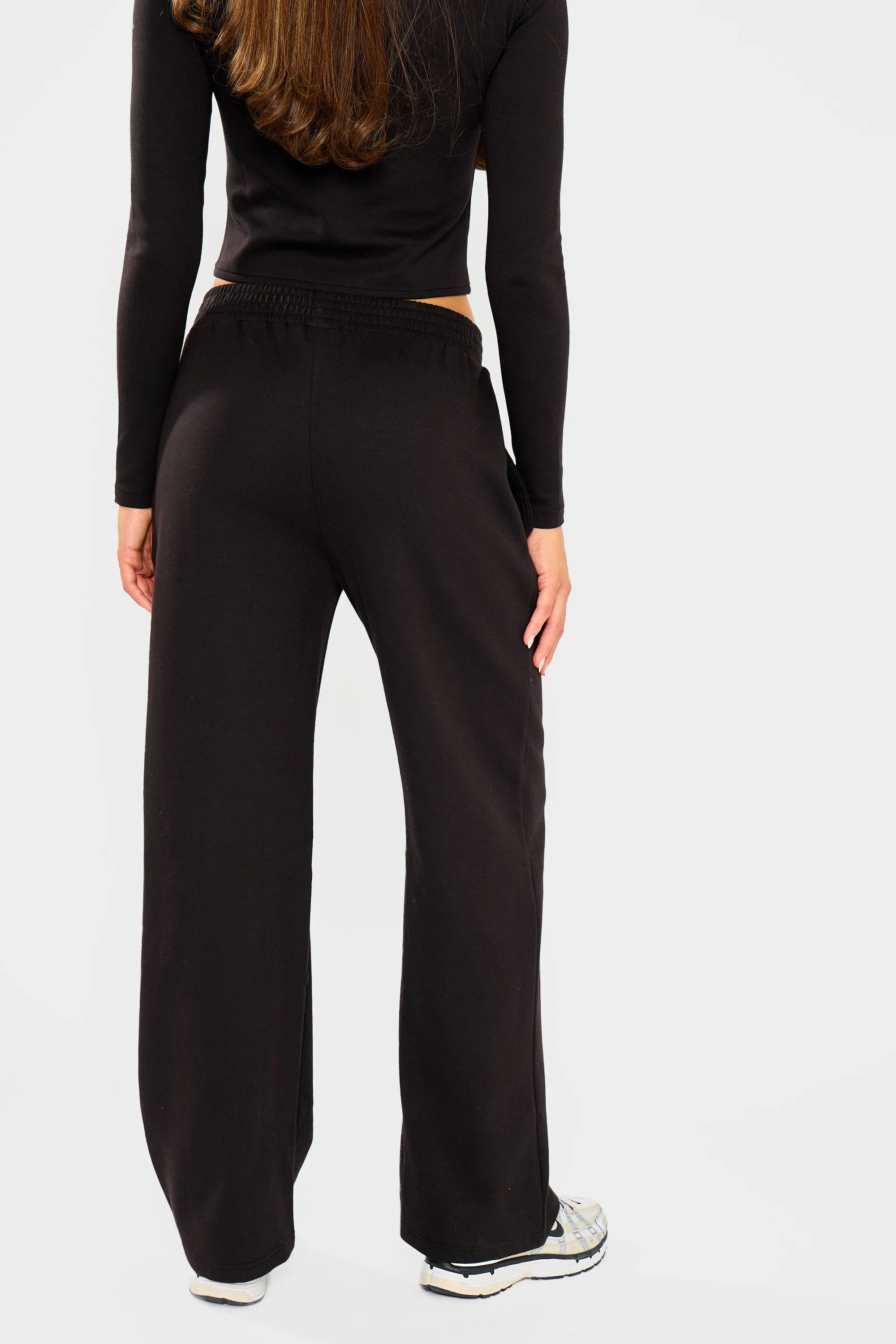 Kaiia Label Logo Premium Interlock Seam Detail Wide Leg Joggers Black sold by Kaiia the label product image thumbnail 4