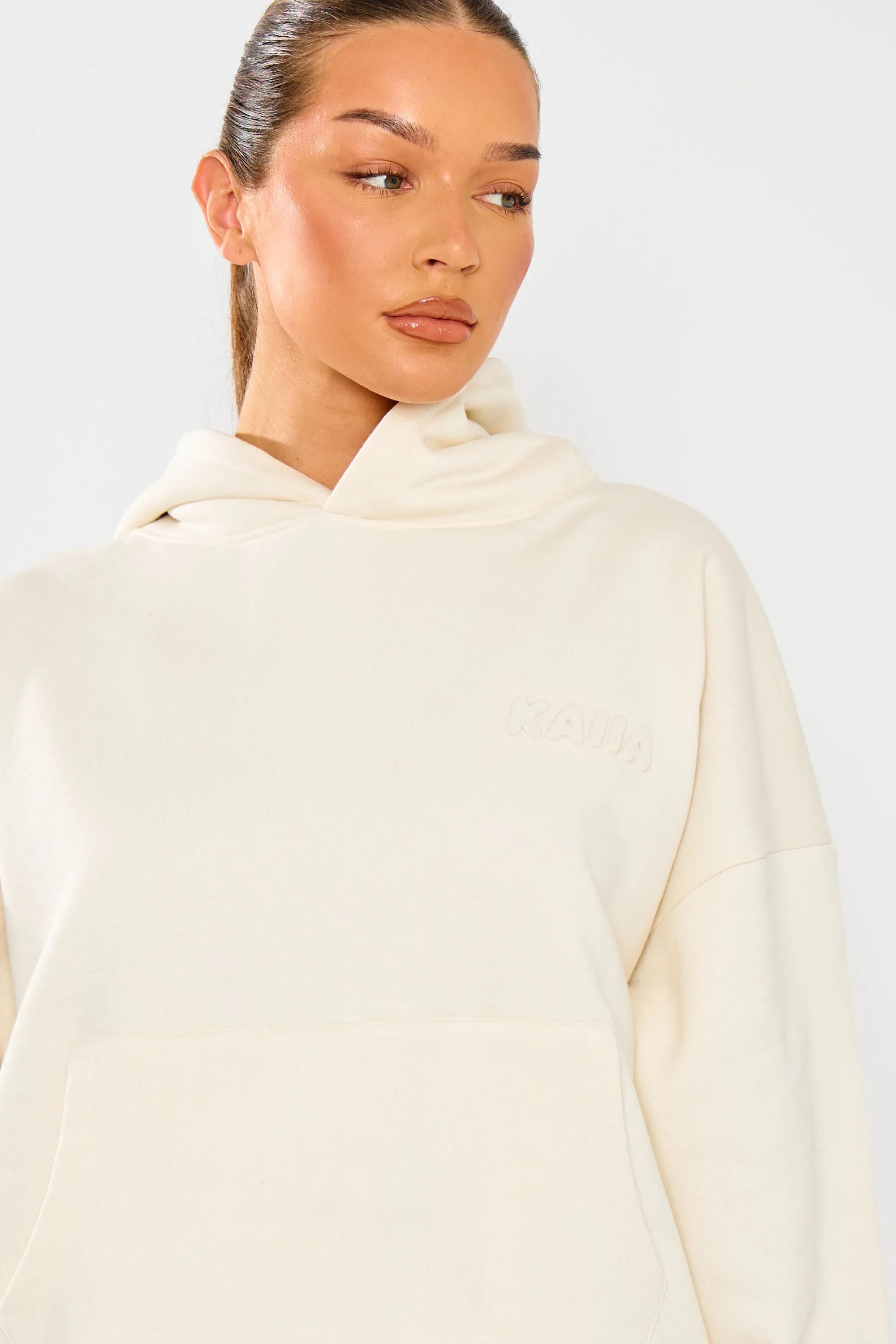 Kaiia Embossed Bubble Logo Oversized Hoodie Almond Milk sold by Kaiia the label product image thumbnail 2