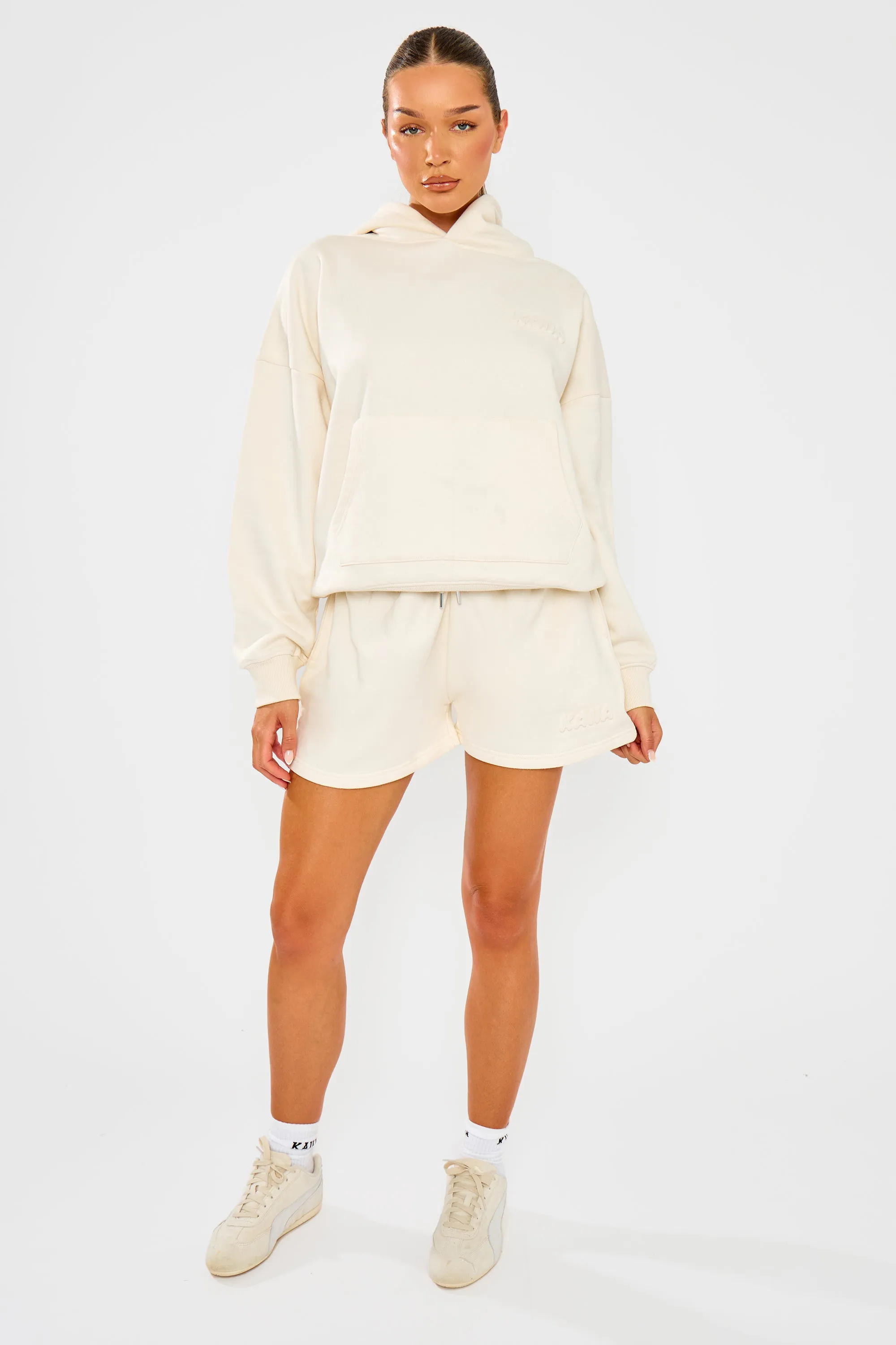 Kaiia Embossed Bubble Logo Oversized Hoodie Almond Milk sold by Kaiia the label product image thumbnail 3