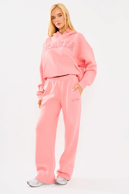 Kaiia Logo Wide Leg Joggers Angel Pink made by Kaiia the label