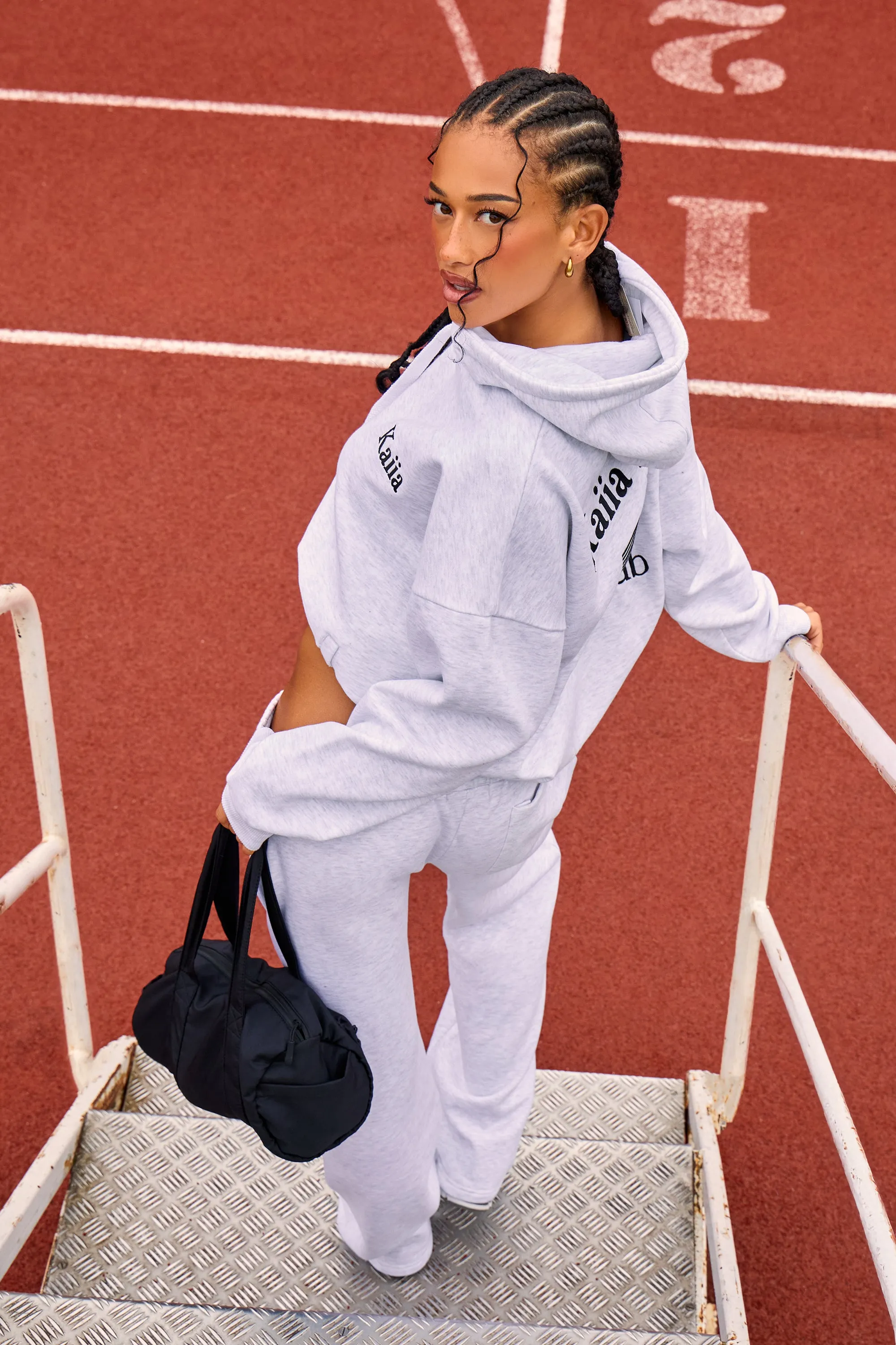 Kaiia Sport Athletic Club Oversized Hoodie Grey Marl & Black sold by Kaiia the label product image thumbnail 3