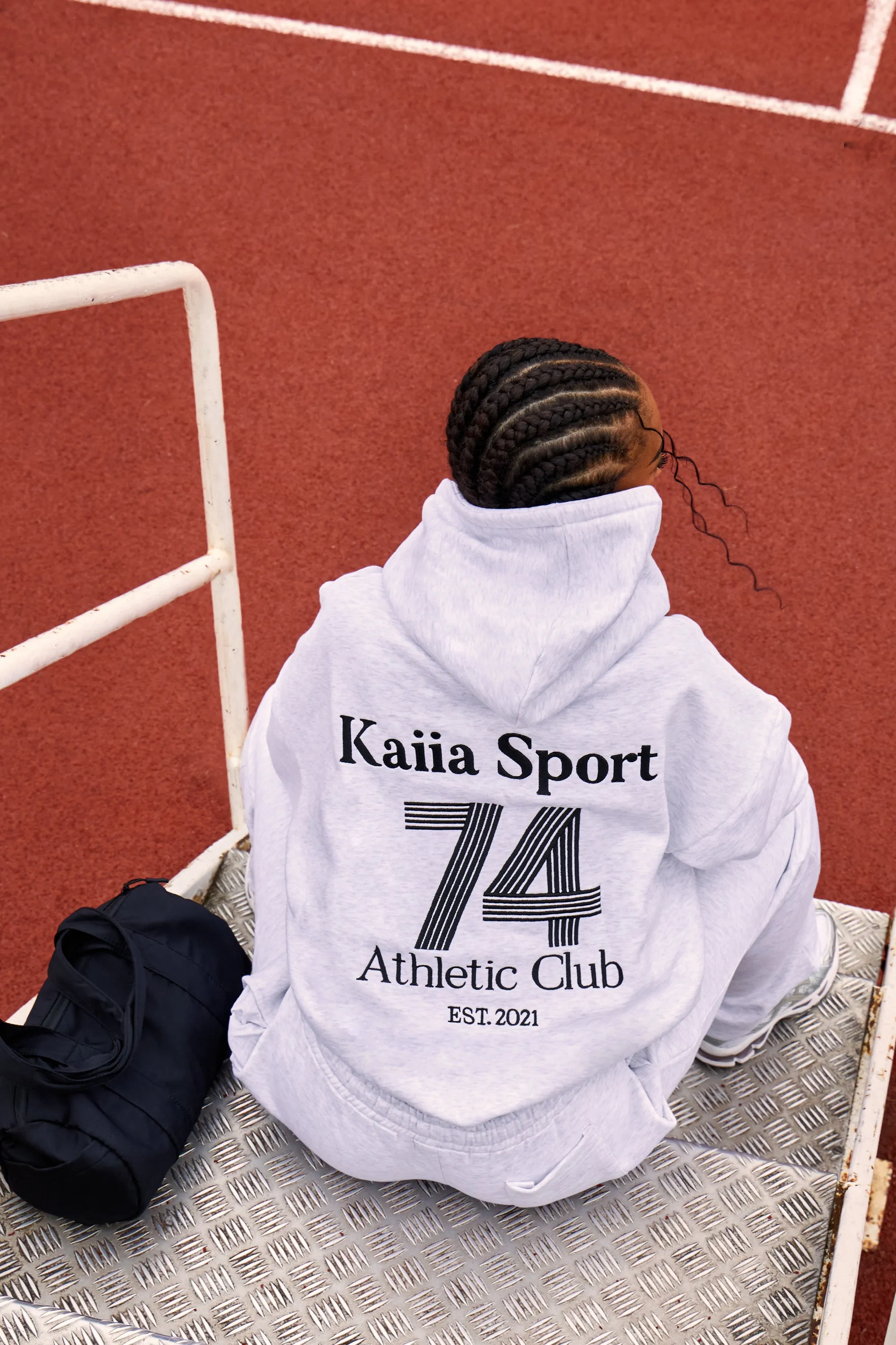Kaiia Sport Athletic Club Oversized Hoodie Grey Marl & Black sold by Kaiia the label product image thumbnail 2