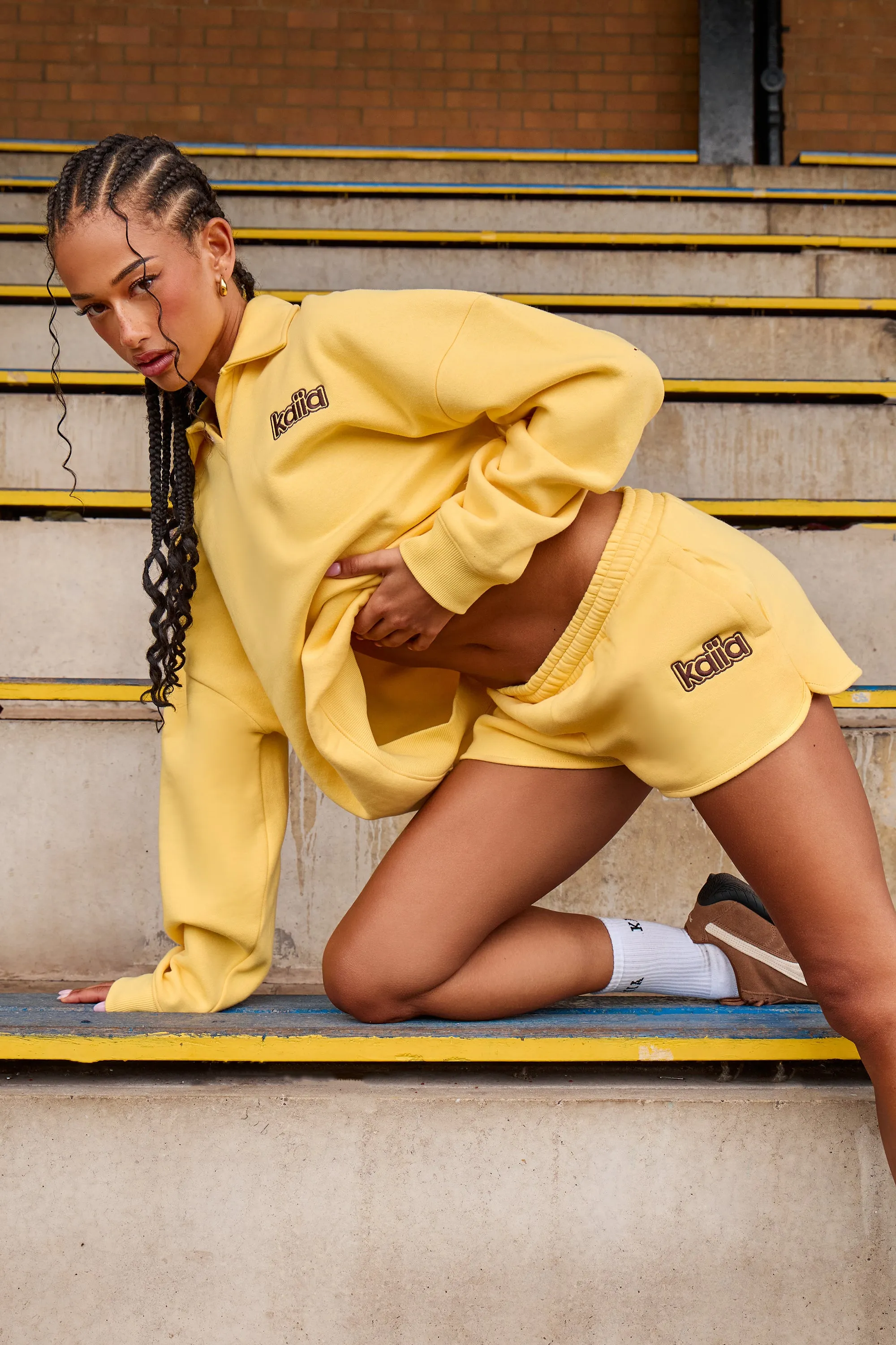Kaiia Logo Mini Sweat Shorts Yellow sold by Kaiia the label product image thumbnail 2