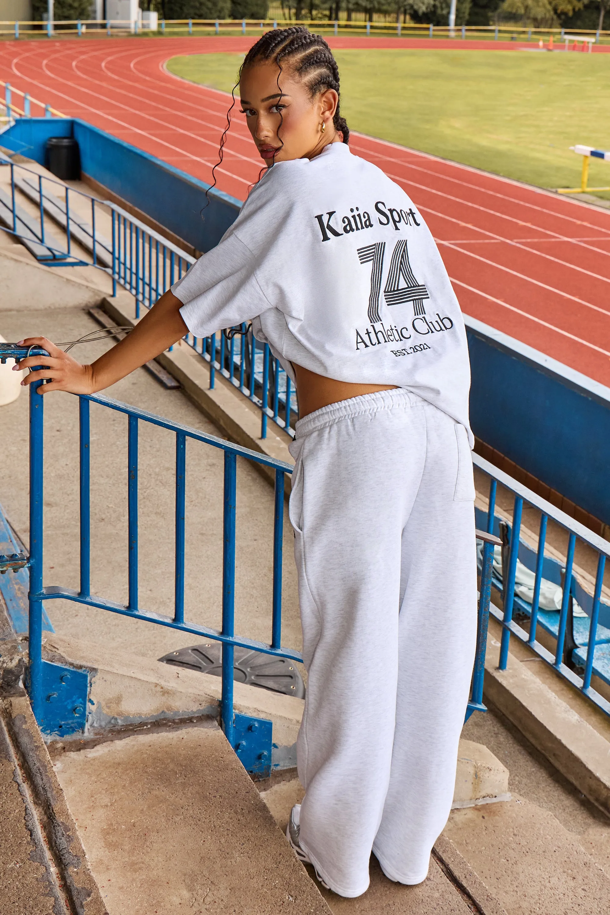 Kaiia Wide Leg Joggers Grey Marl & Black sold by Kaiia the label product image thumbnail 2