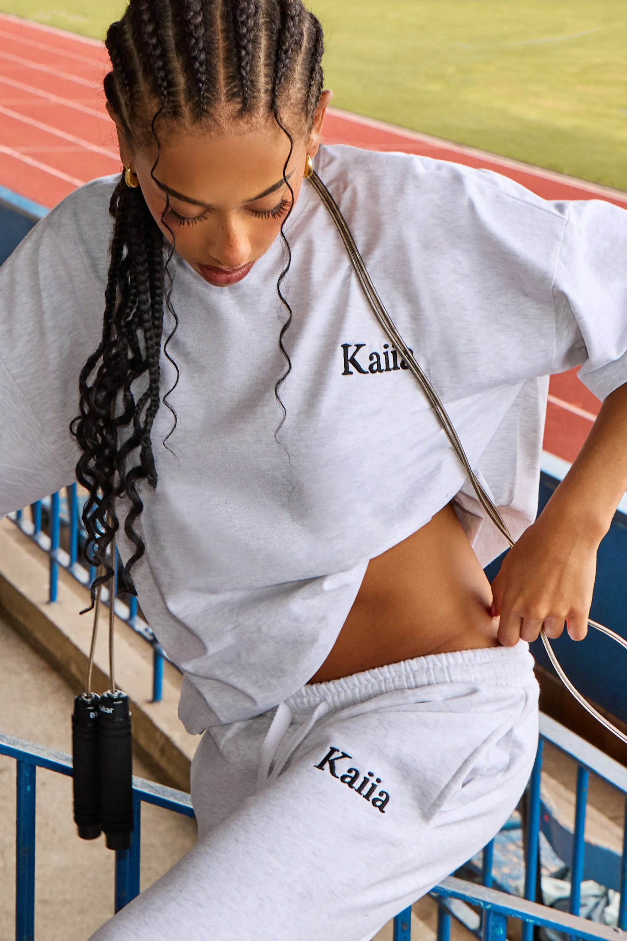 Kaiia Wide Leg Joggers Grey Marl & Black sold by Kaiia the label product image thumbnail 3