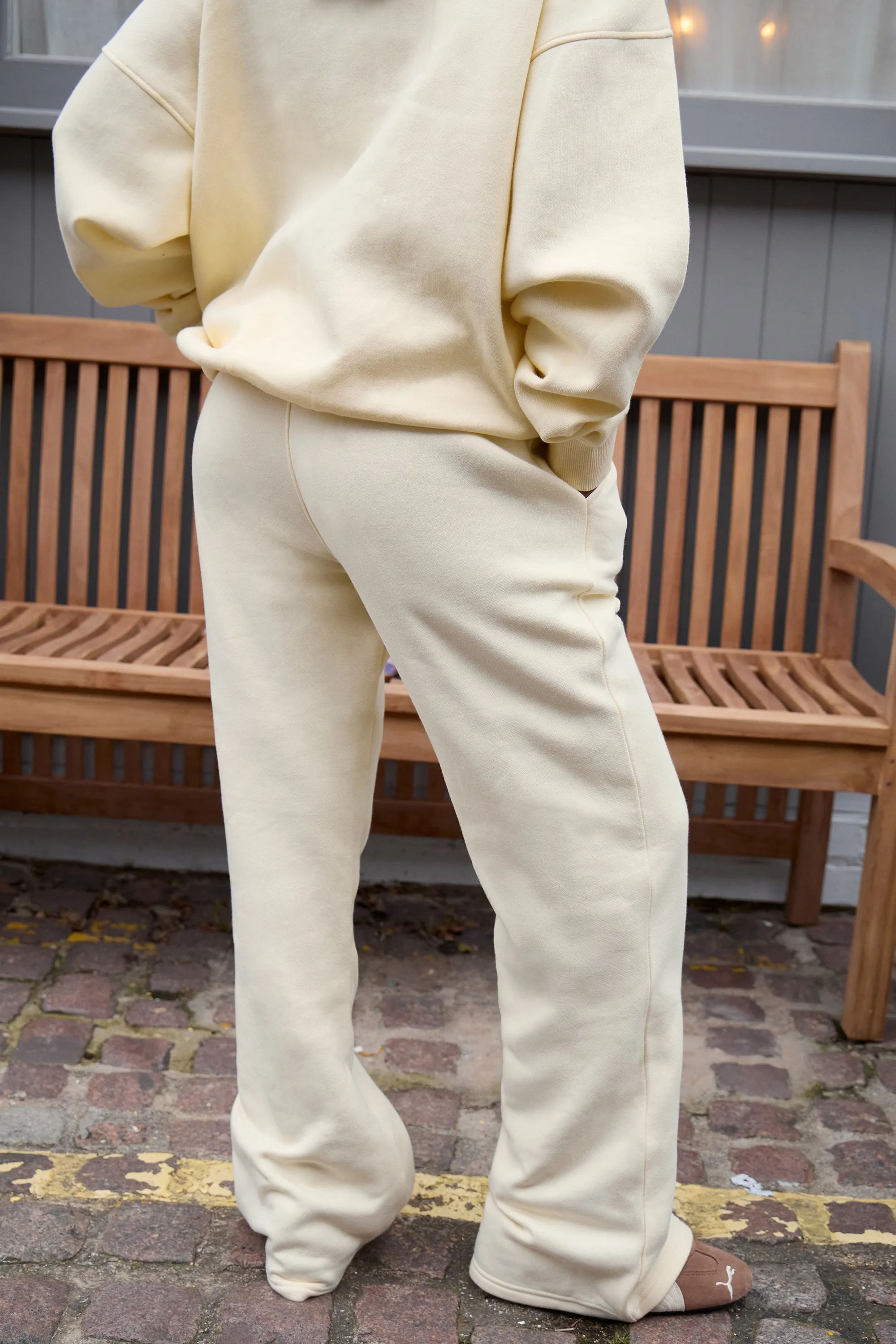 Kaiia Logo Flared Wide Leg Joggers Lemon sold by Kaiia the label product image thumbnail 4