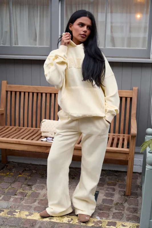 Kaiia Logo Flared Wide Leg Joggers Lemon made by Kaiia the label