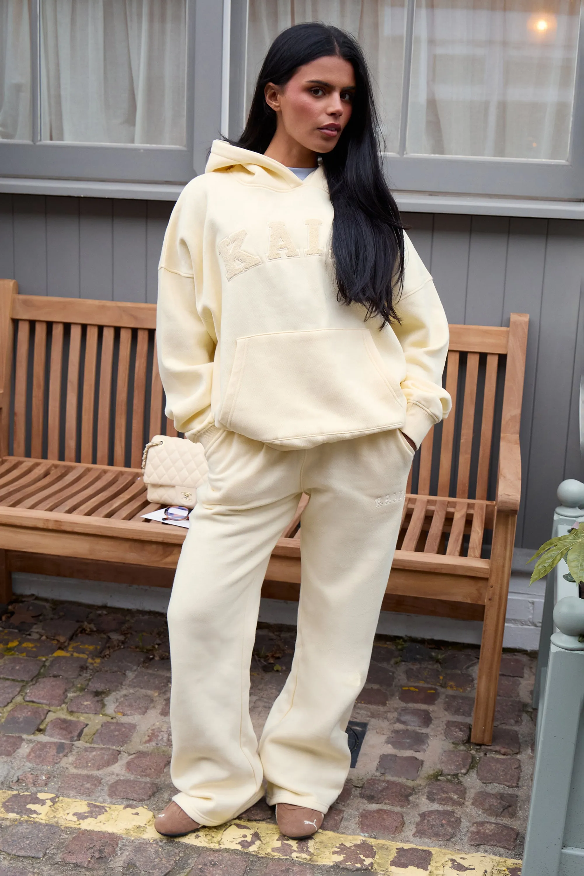 Kaiia Borg Slogan Oversized Hoodie Lemon sold by Kaiia the label product image thumbnail 3