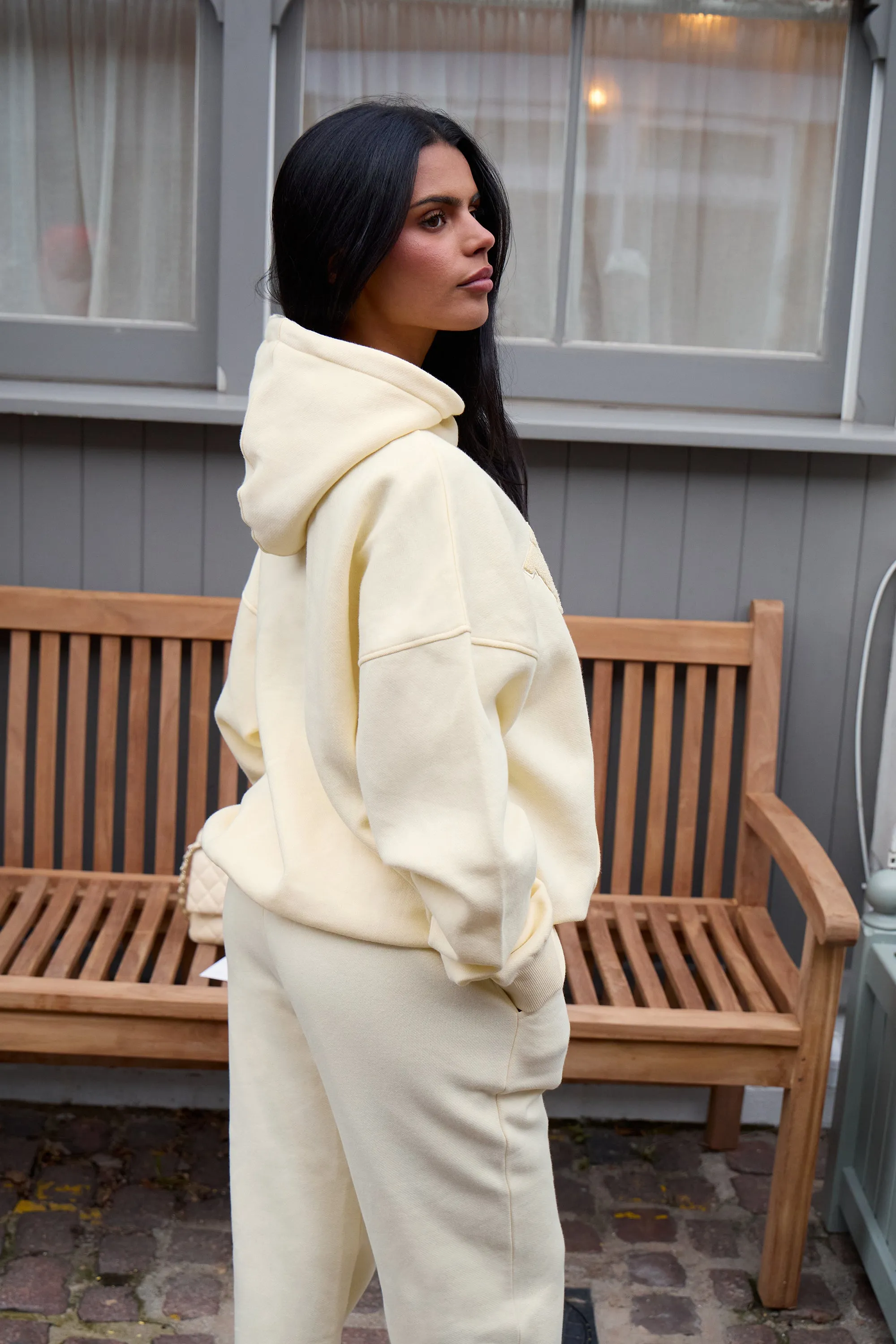 Kaiia Borg Slogan Oversized Hoodie Lemon sold by Kaiia the label product image thumbnail 4