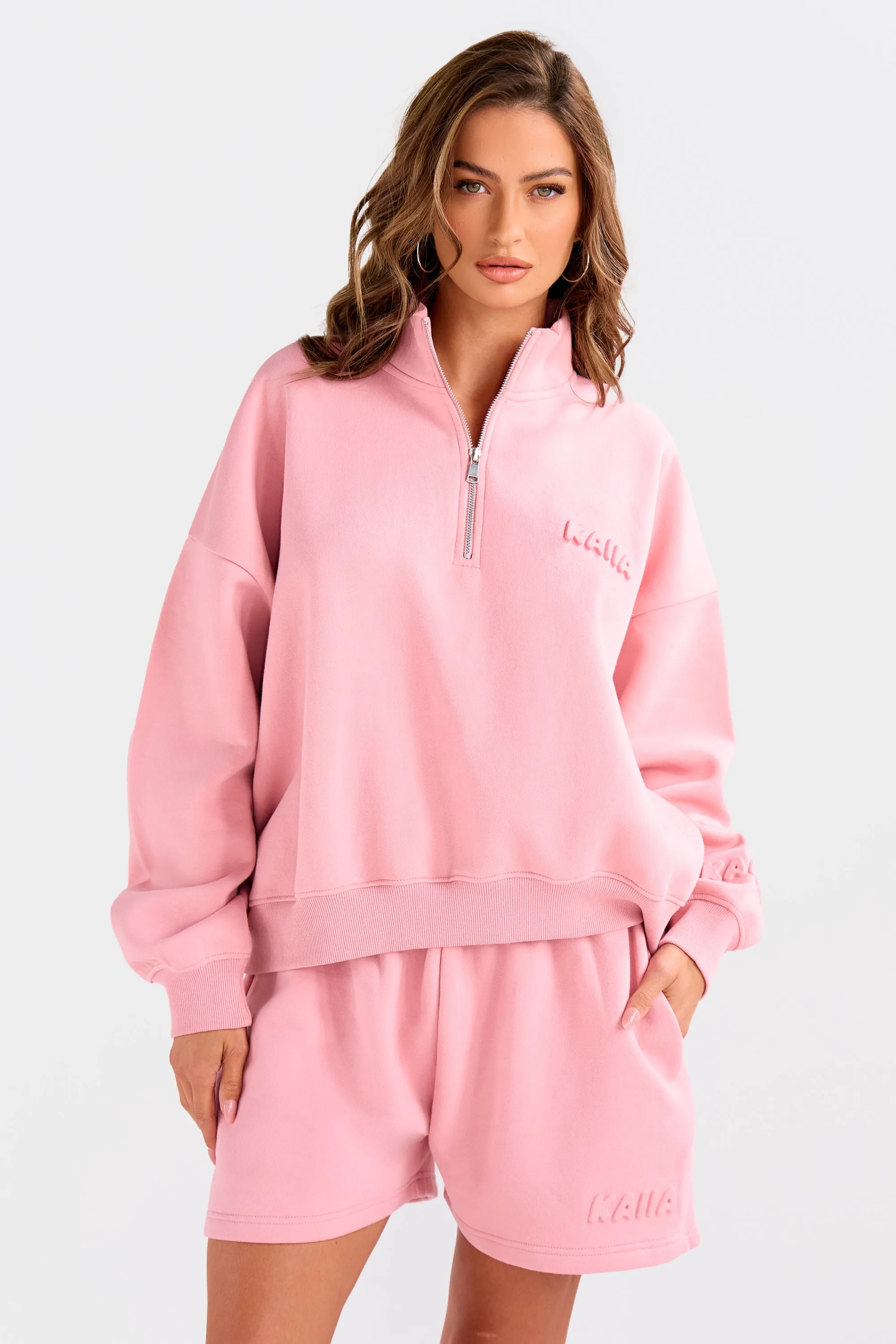 Kaiia Embossed Bubble Logo Mini Sweat Shorts Dusty Rose sold by Kaiia the label product image thumbnail 4