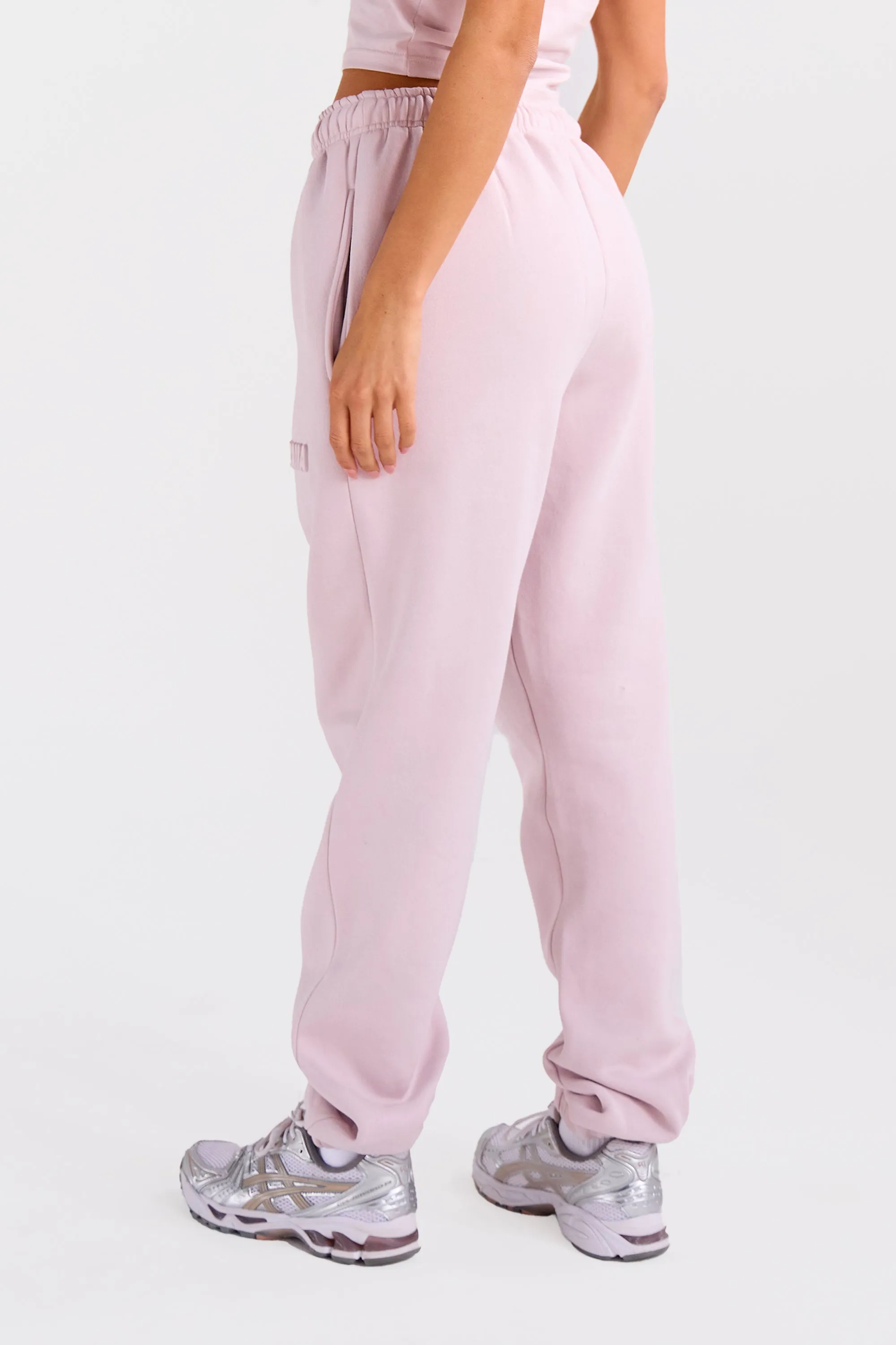 Kaiia Embossed Bubble Logo Cuffed Joggers Pale Dusty Lilac sold by Kaiia the label product image thumbnail 5