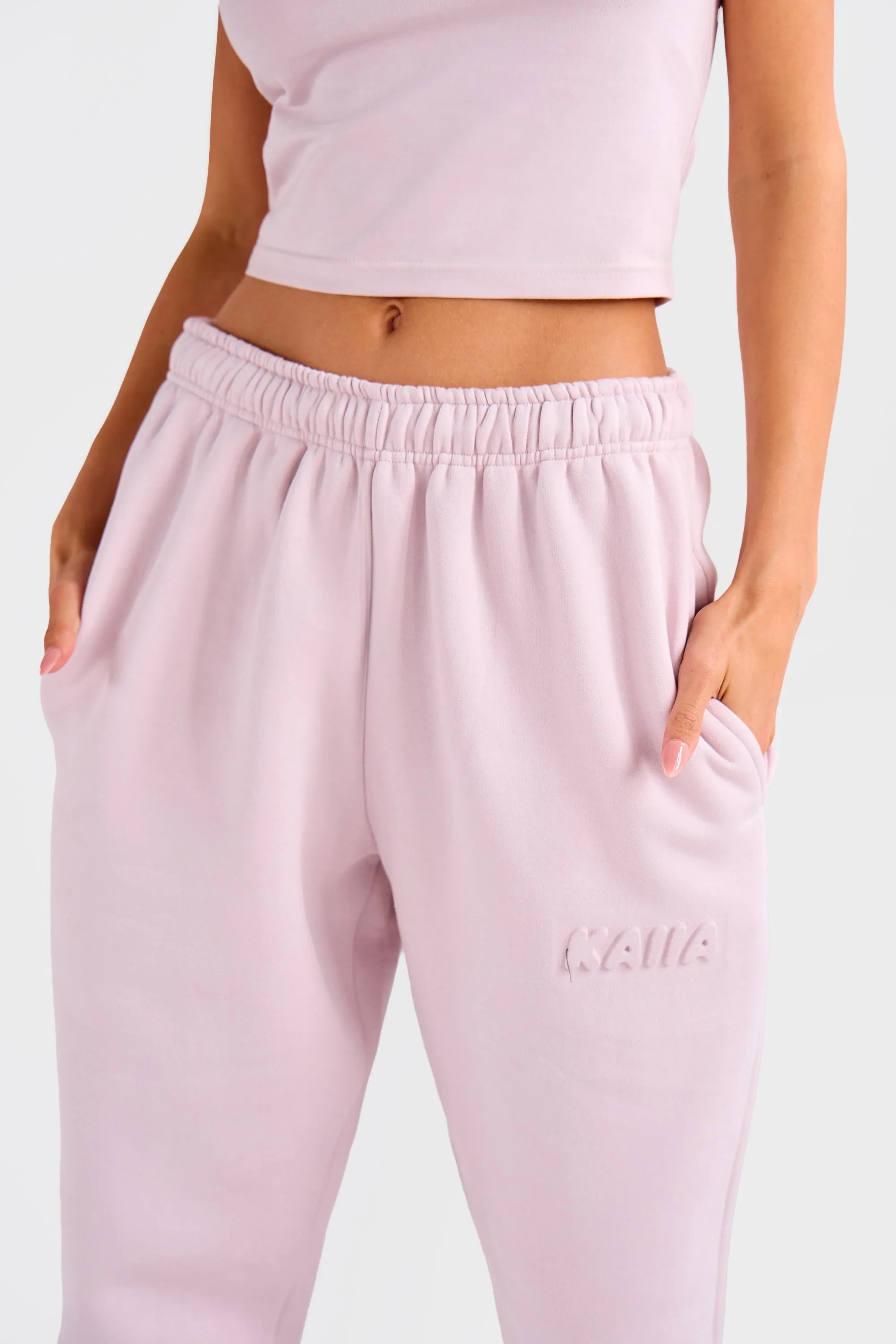Kaiia Embossed Bubble Logo Cuffed Joggers Pale Dusty Lilac sold by Kaiia the label product image thumbnail 4