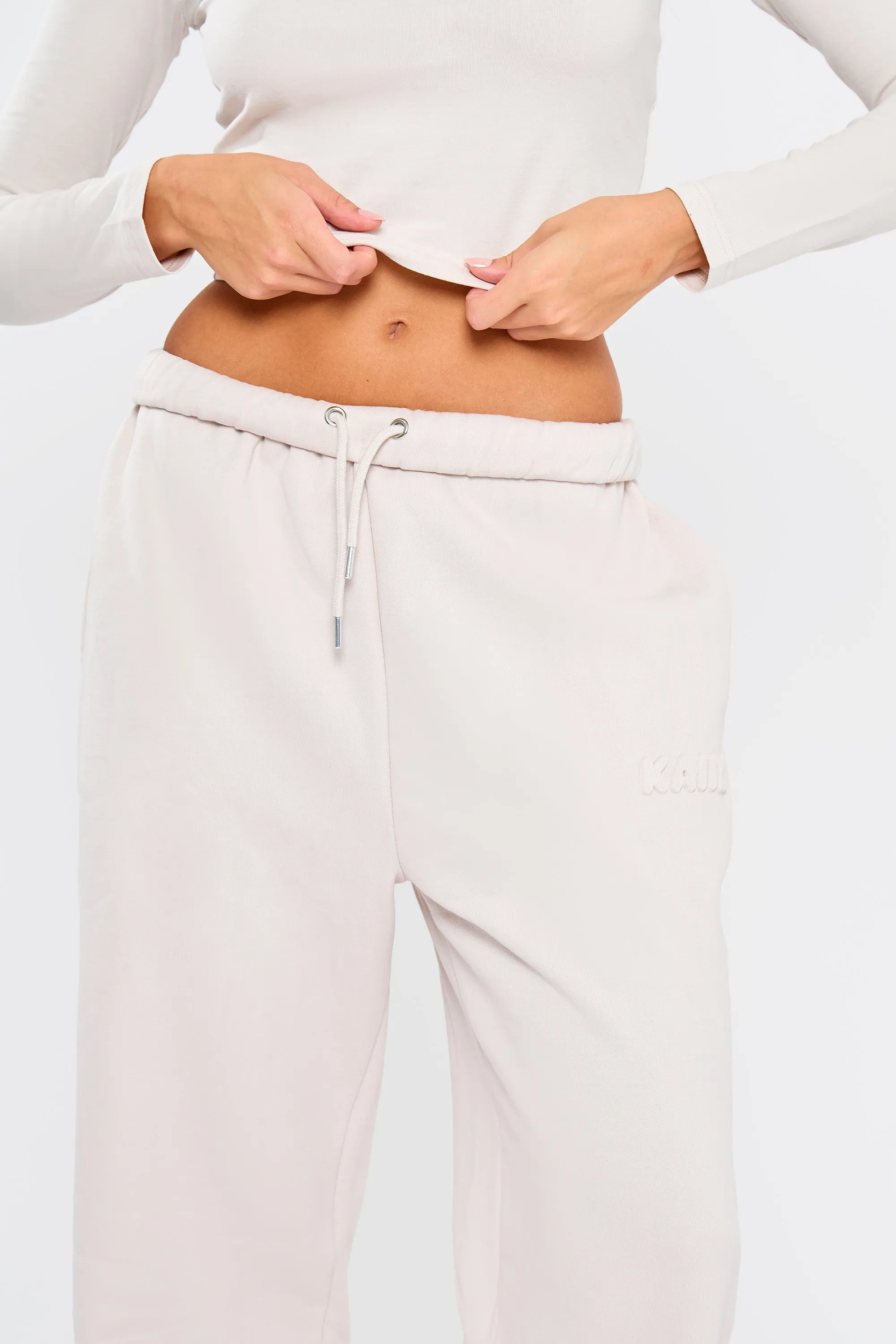 Kaiia Embossed Bubble Logo Wide Leg Joggers Oyster sold by Kaiia the label product image thumbnail 2