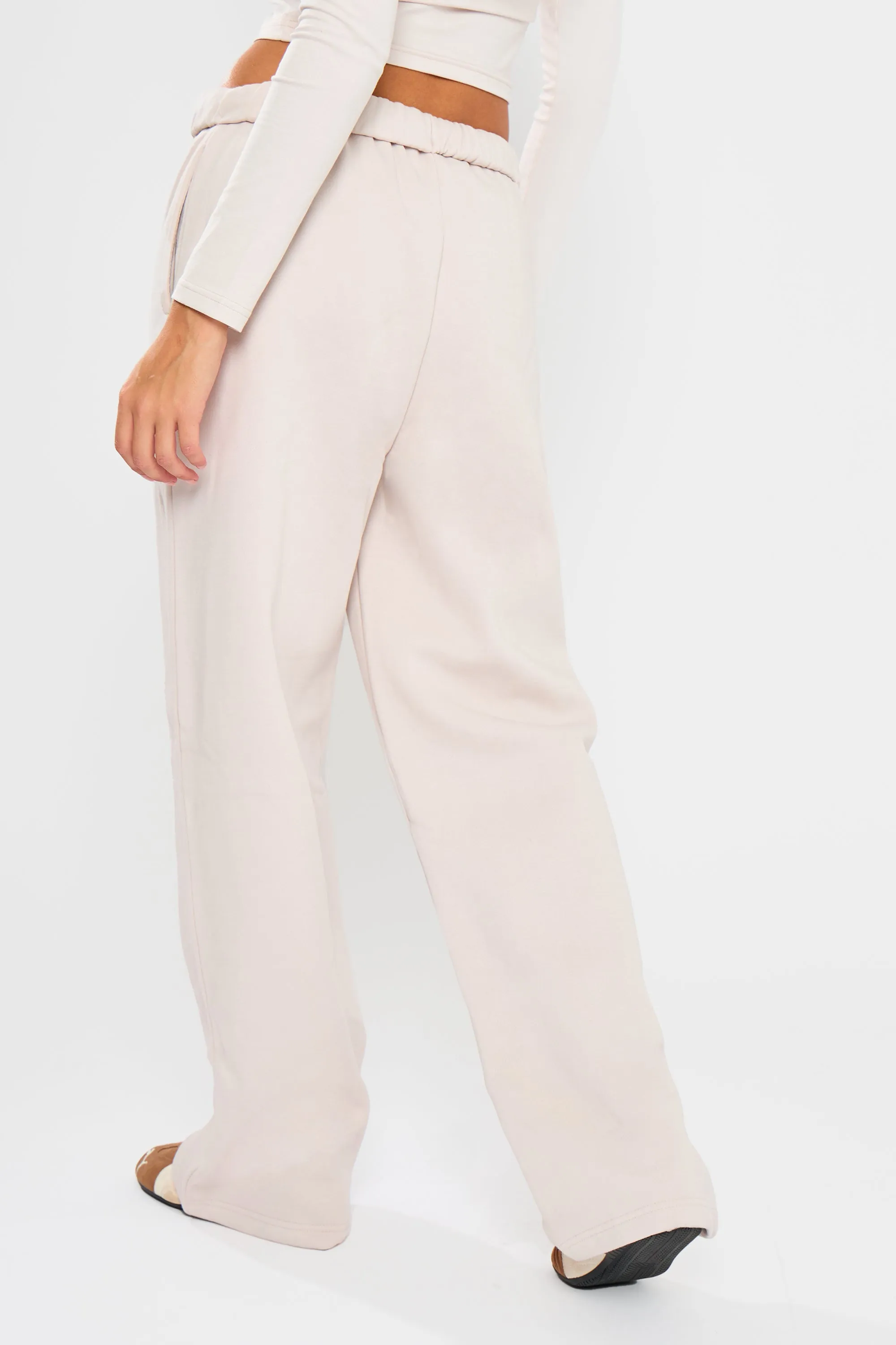 Kaiia Embossed Bubble Logo Wide Leg Joggers Oyster sold by Kaiia the label product image thumbnail 4