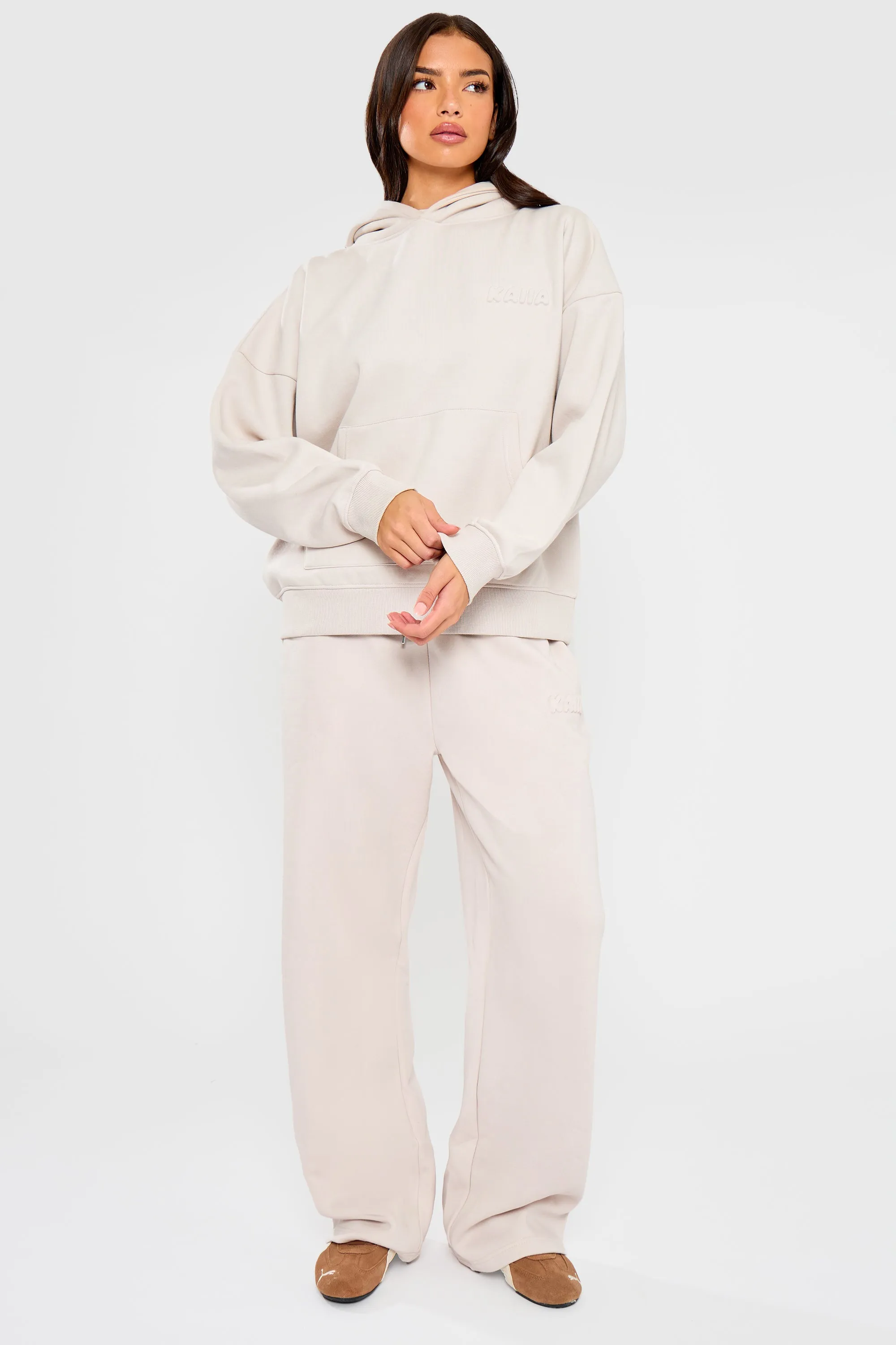 Kaiia Embossed Bubble Logo Oversized Hoodie Oyster sold by Kaiia the label product image thumbnail 5