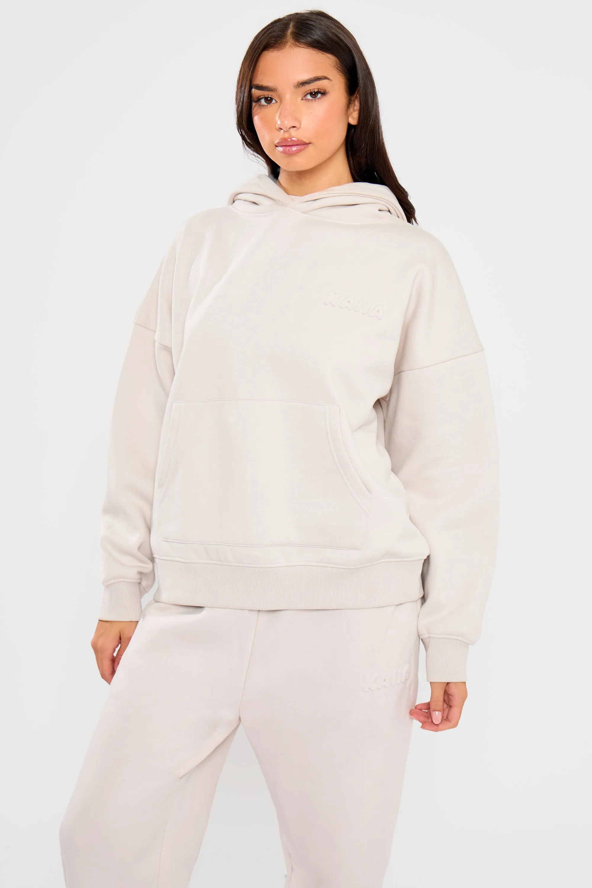 Kaiia Embossed Bubble Logo Oversized Hoodie Oyster sold by Kaiia the label product image thumbnail 2
