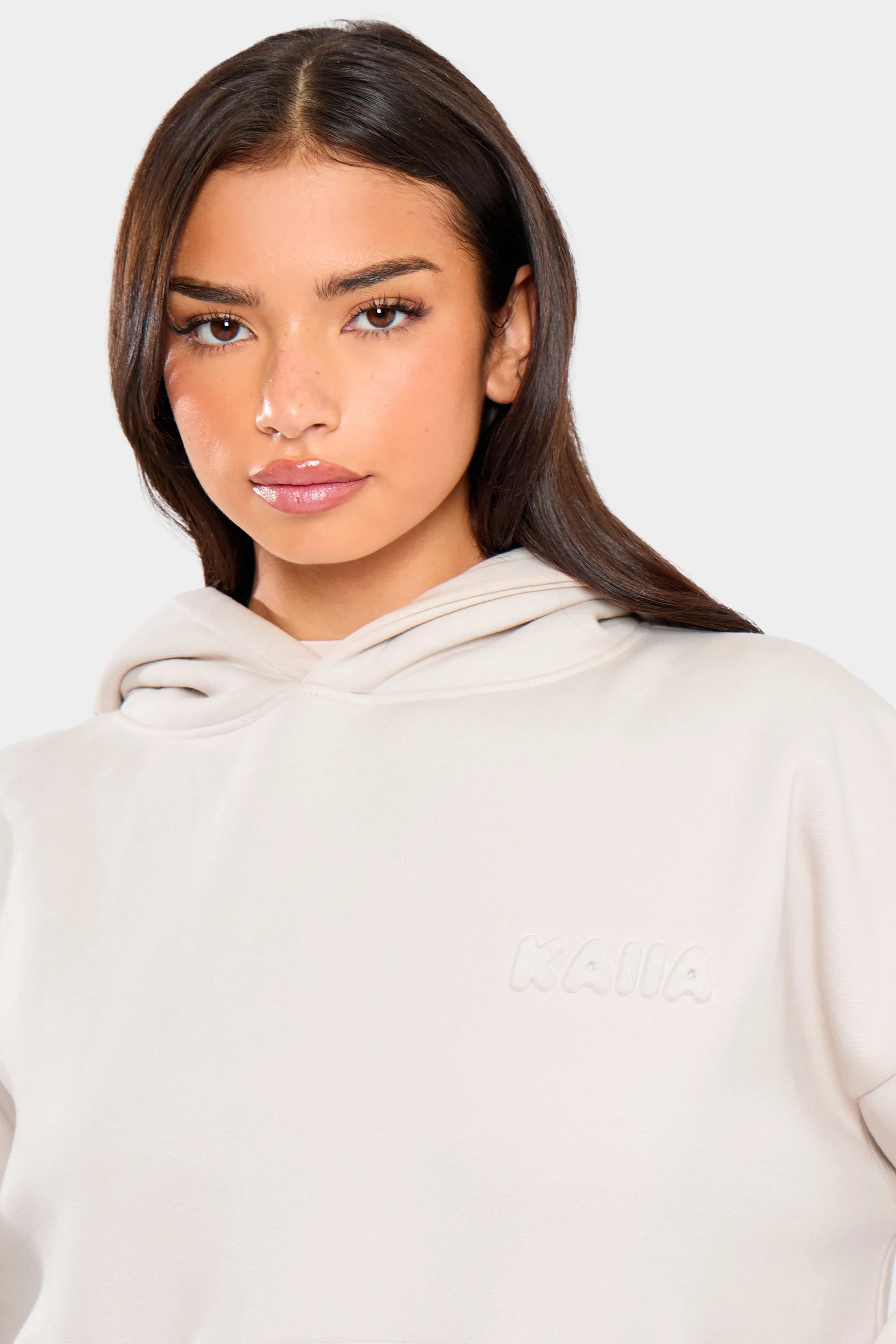 Kaiia Embossed Bubble Logo Oversized Hoodie Oyster sold by Kaiia the label product image thumbnail 3