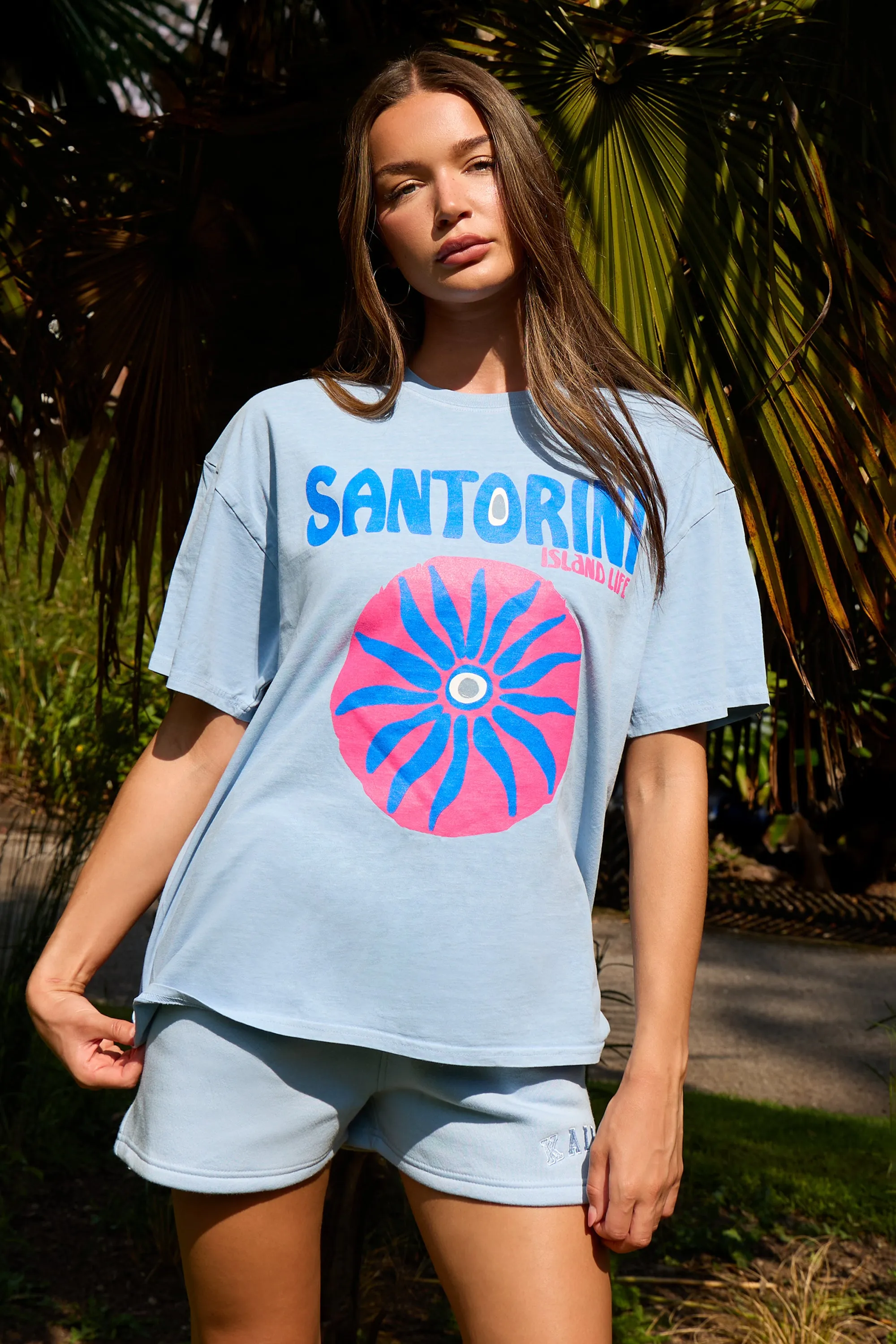 Kaiia Santorini Graphic Oversized T-shirt Blue sold by Kaiia the label