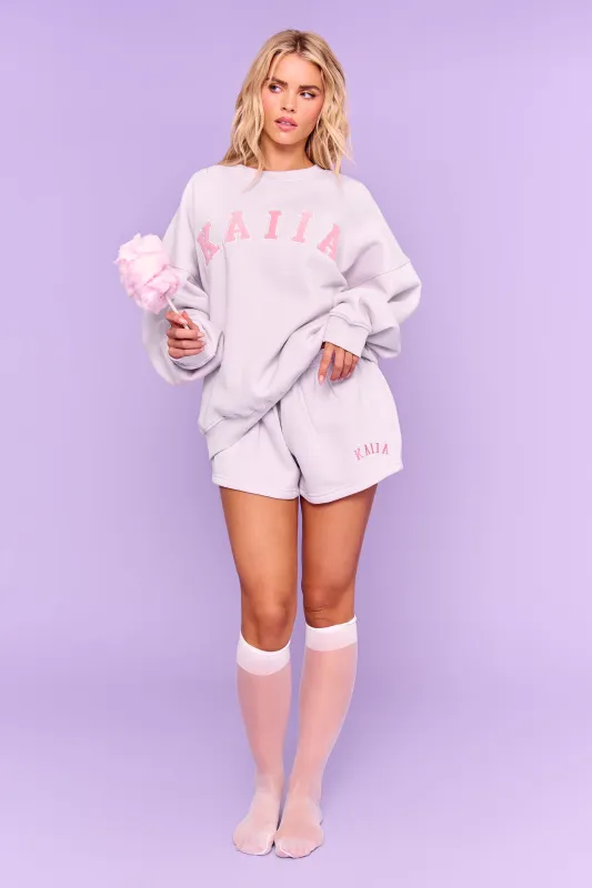 Kaiia Slogan Mini Sweat Shorts Pale Lavender sold by Kaiia the label