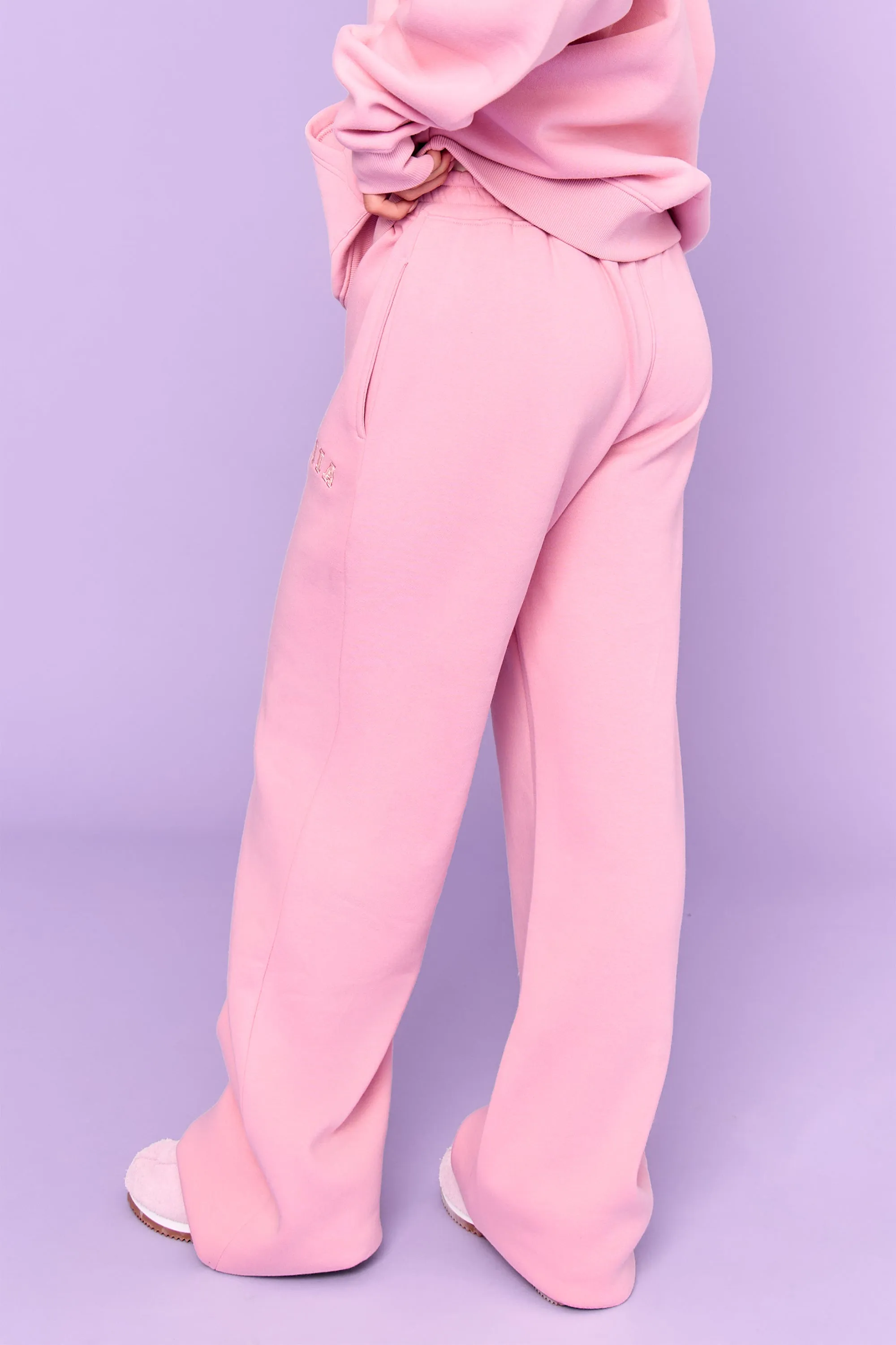 Kaiia Slogan Wide Leg Joggers Rose Pink sold by Kaiia the label product image thumbnail 3