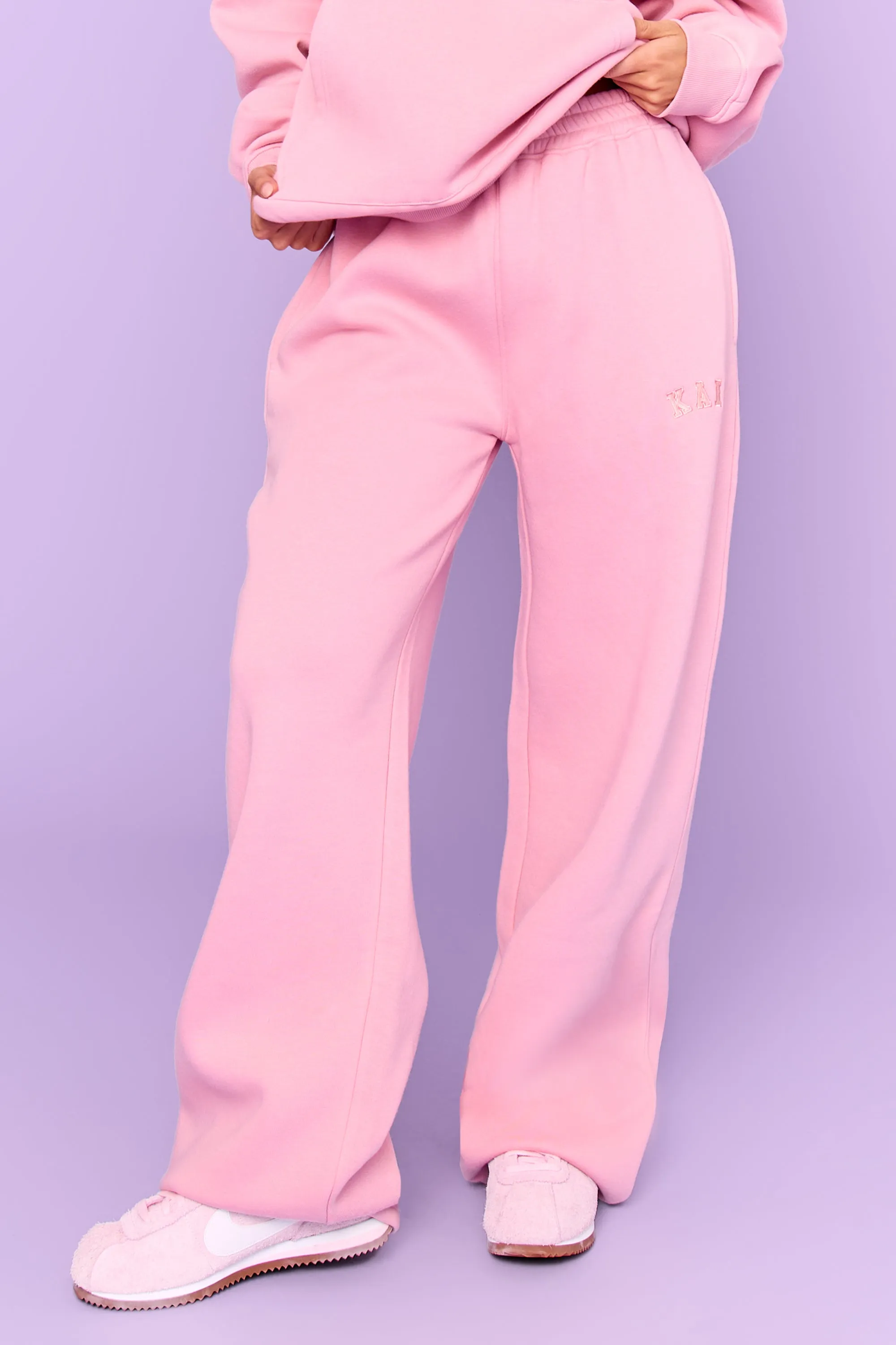 Kaiia Slogan Wide Leg Joggers Rose Pink sold by Kaiia the label product image thumbnail 2