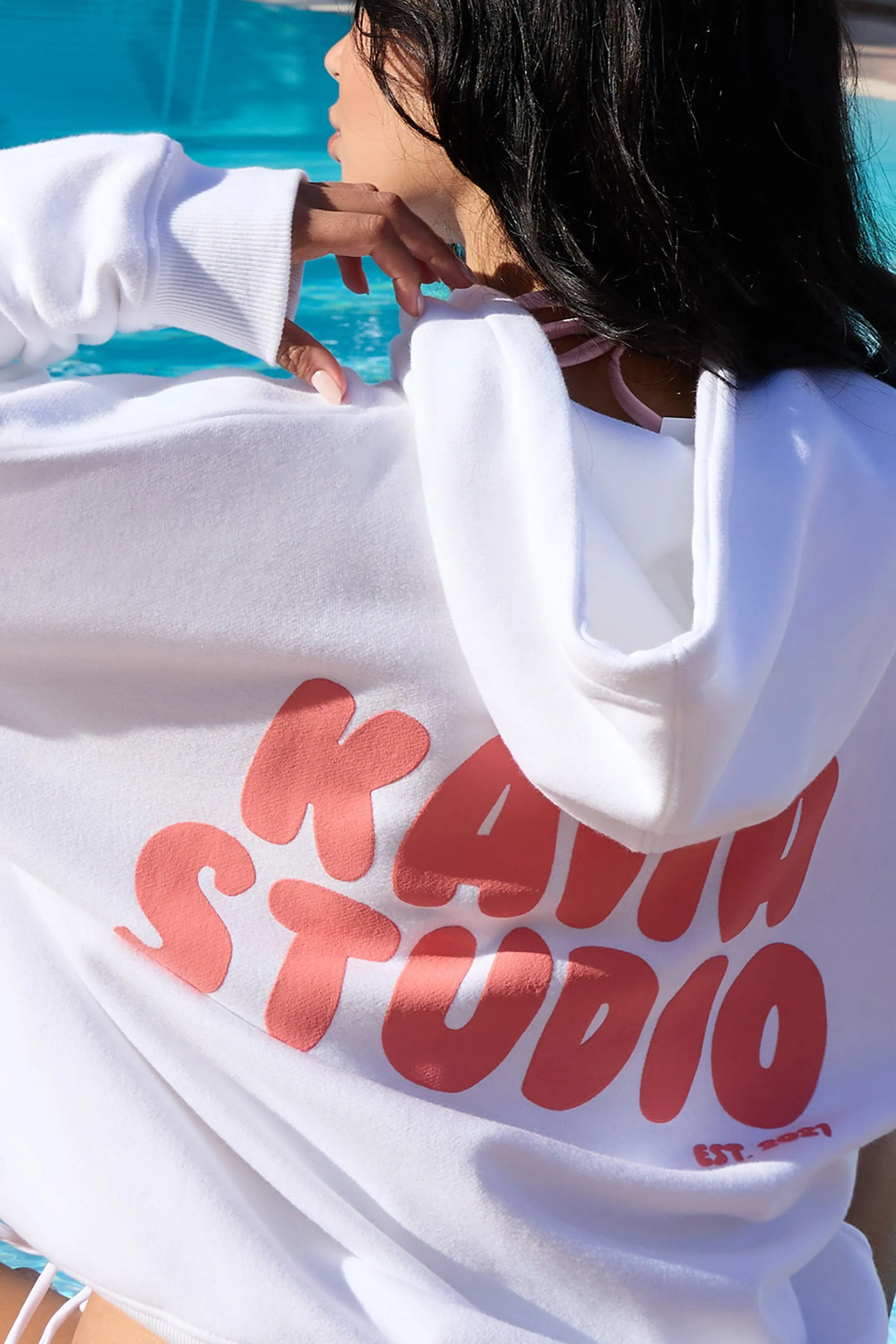 Kaiia Bubble Graphic Oversized Hoodie Vanilla & Coral sold by Kaiia the label product image thumbnail 3