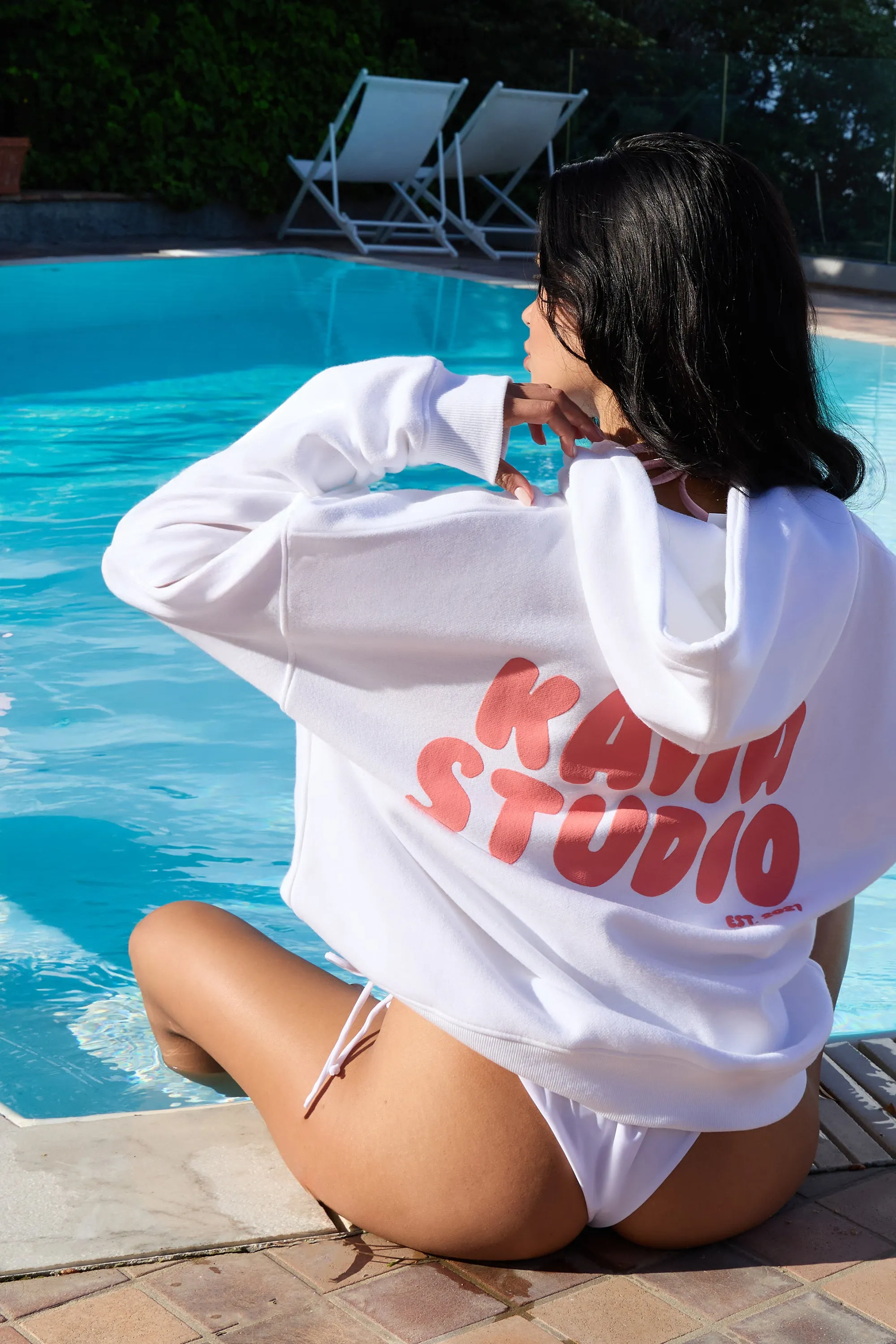 Kaiia Bubble Graphic Oversized Hoodie Vanilla & Coral sold by Kaiia the label
