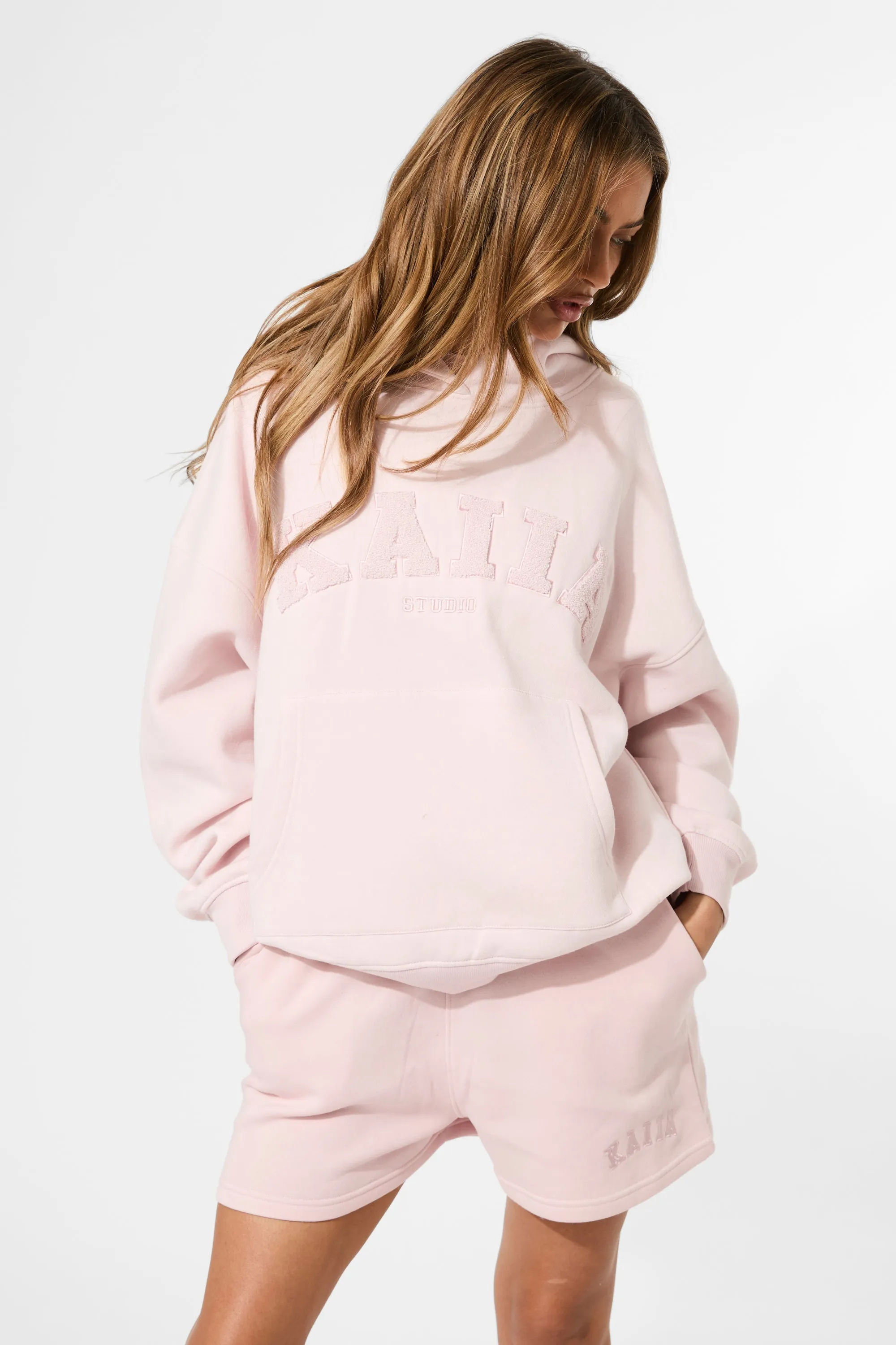Kaiia Logo Sweat Shorts Pink Chai sold by Kaiia the label product image thumbnail 4