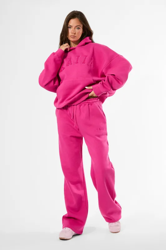 Kaiia Logo Wide Leg Joggers Bright Pink made by Kaiia the label