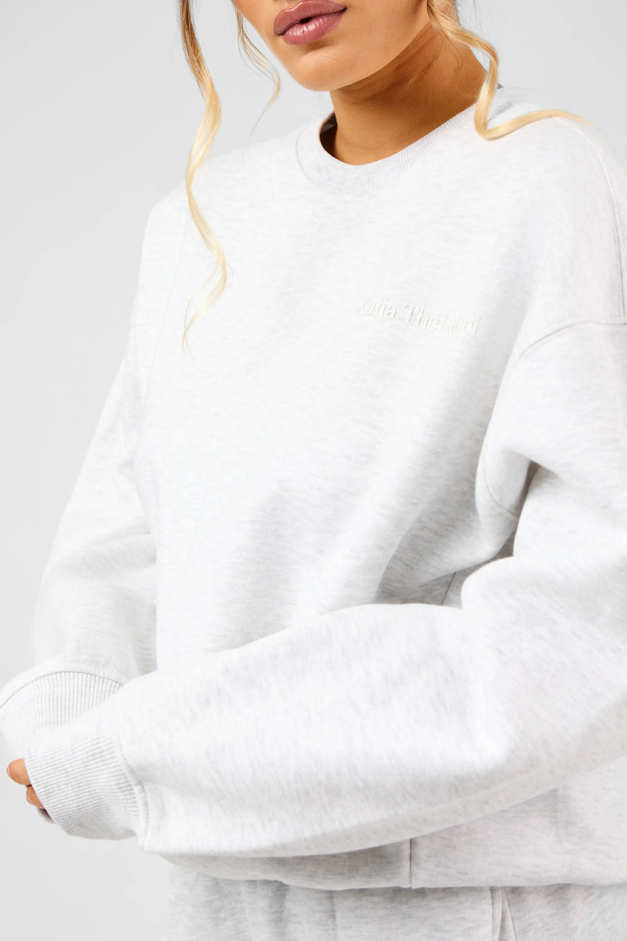 Kaiia The Label Seam Detail Oversized Sweatshirt Light Grey Marl sold by Kaiia the label product image thumbnail 3