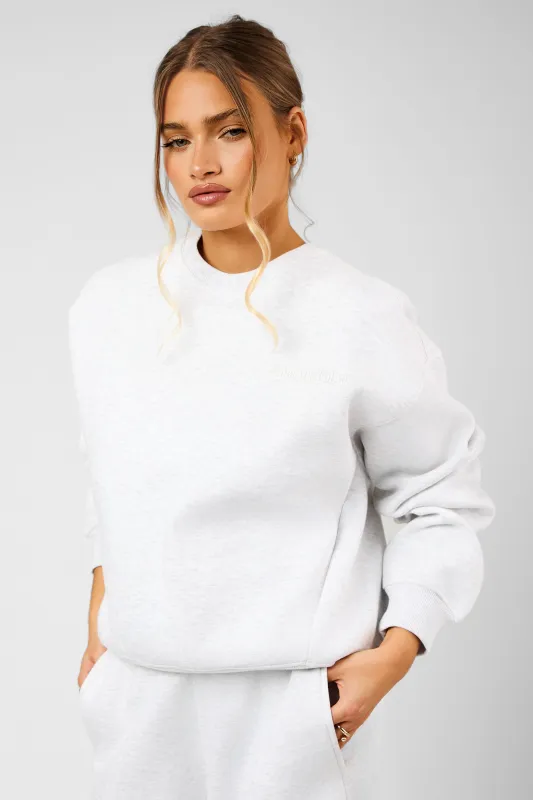 Kaiia The Label Seam Detail Oversized Sweatshirt Light Grey Marl made by Kaiia the label