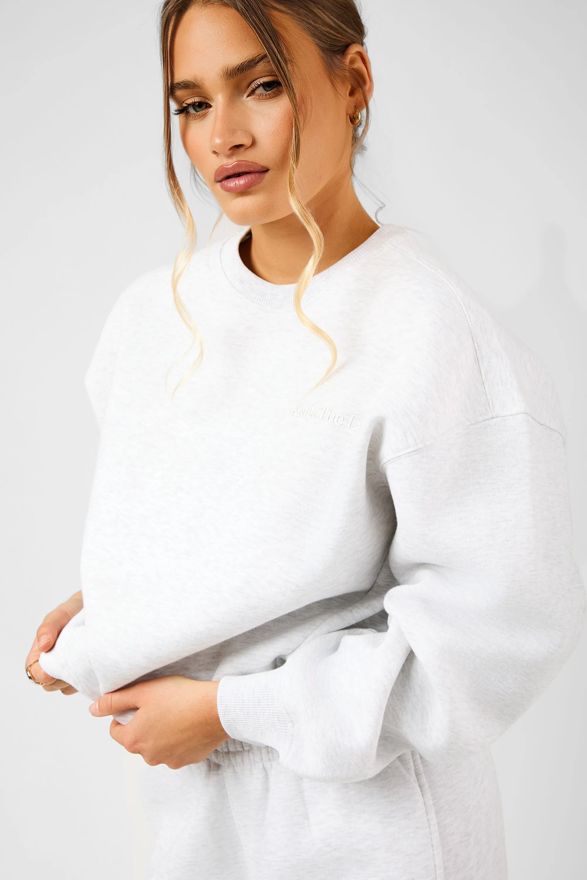 Kaiia The Label Seam Detail Oversized Sweatshirt Light Grey Marl sold by Kaiia the label product image thumbnail 4