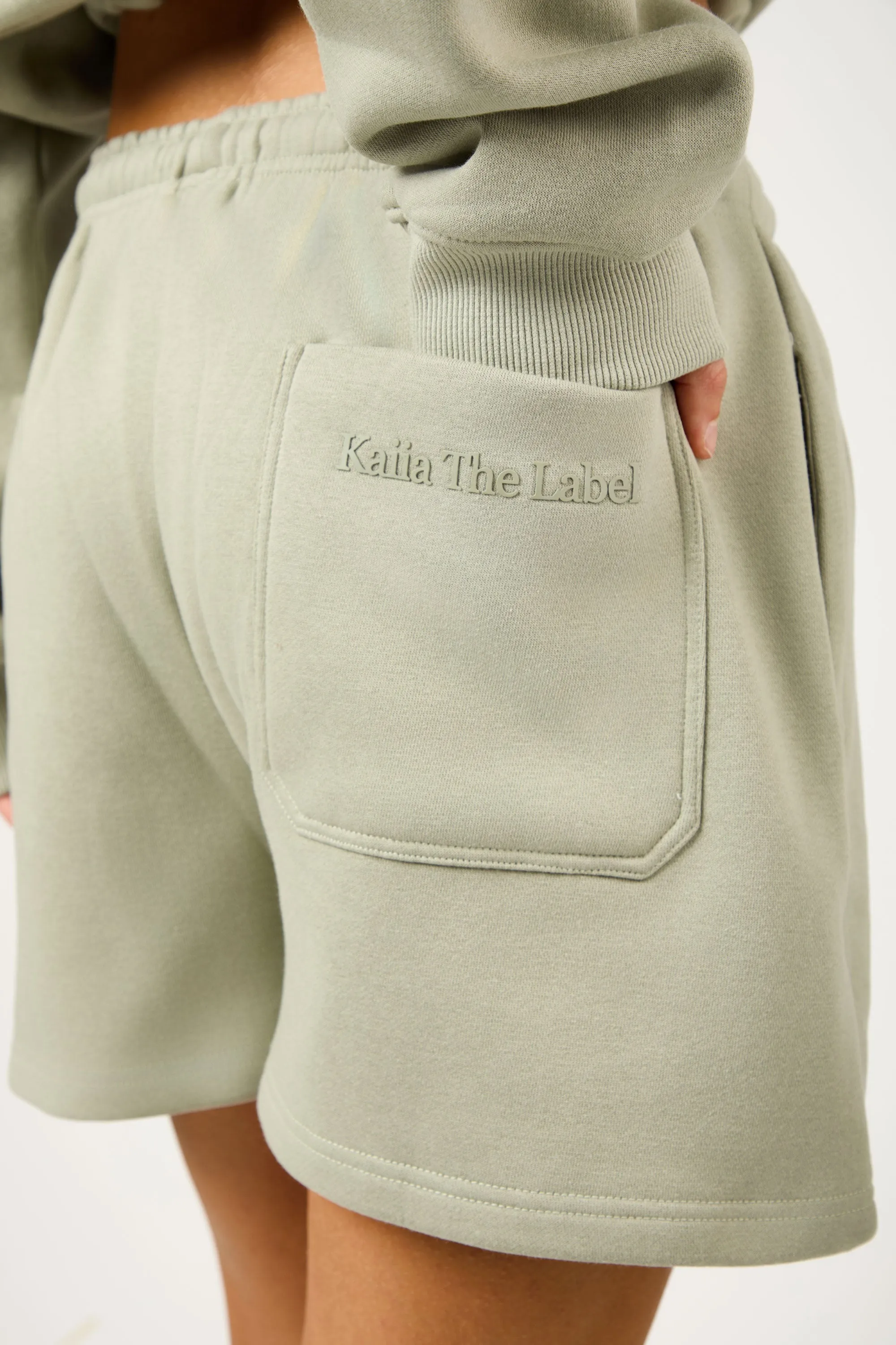 Kaiia The Label Seam Detail Side Pocket Shorts Sage sold by Kaiia the label product image thumbnail 2