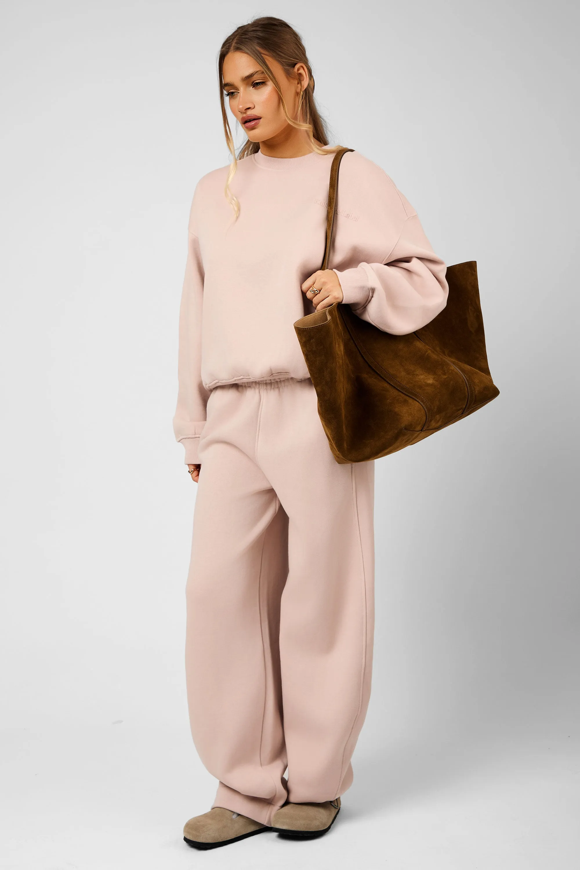 Kaiia The Label Seam Detail Side Pocket Barrel Leg Joggers Pink Champagne sold by Kaiia the label