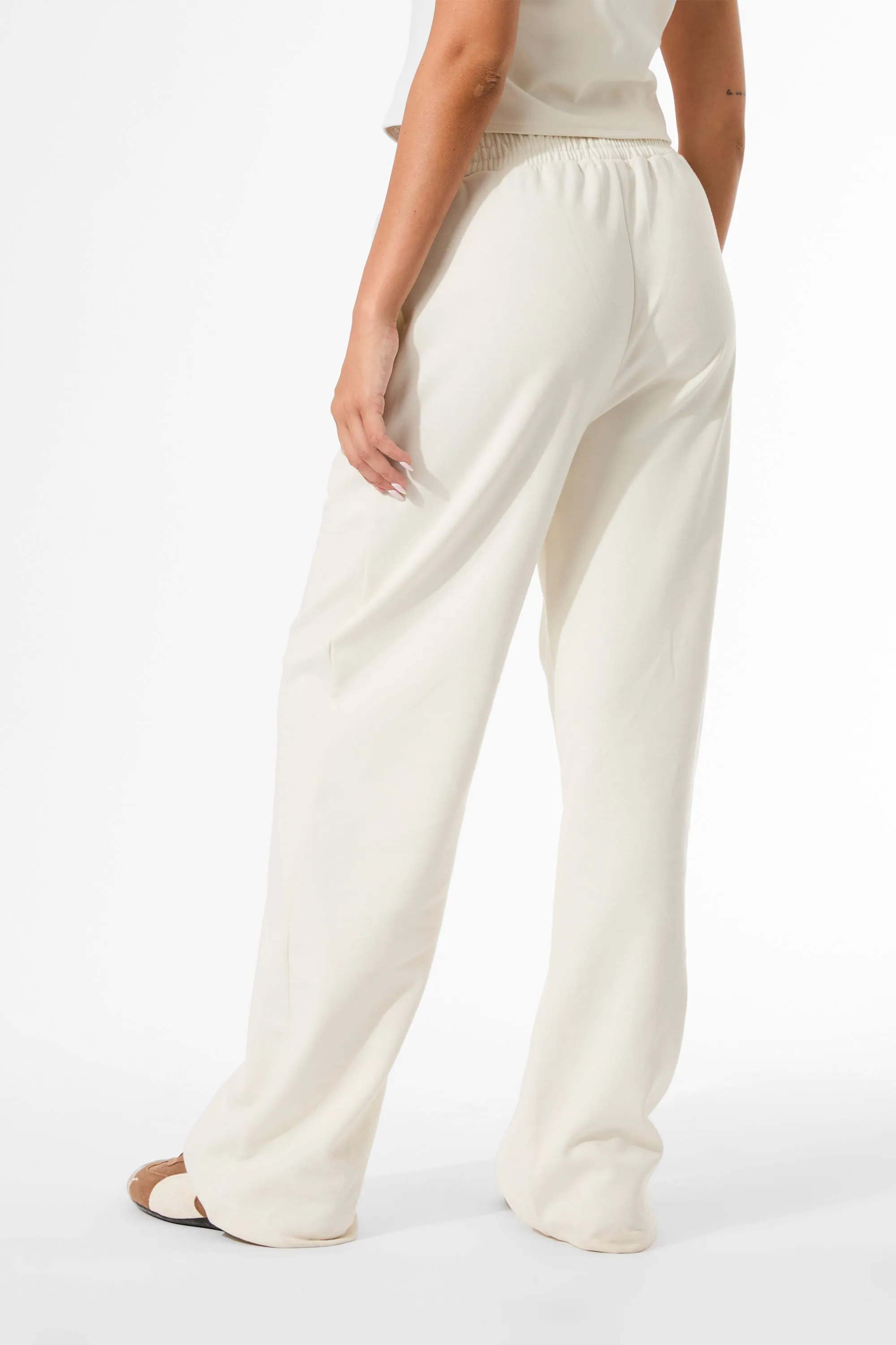 Kaiia Label Logo Premium Interlock Seam Detail Wide Leg Joggers Cream sold by Kaiia the label product image thumbnail 5