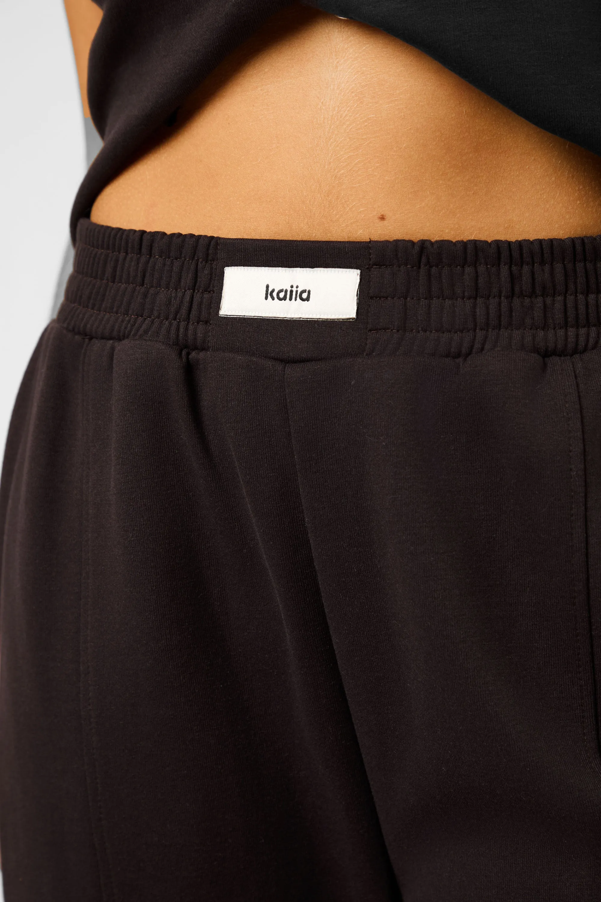 Kaiia Label Logo Premium Interlock Wide Leg Joggers Brown sold by Kaiia the label product image thumbnail 4