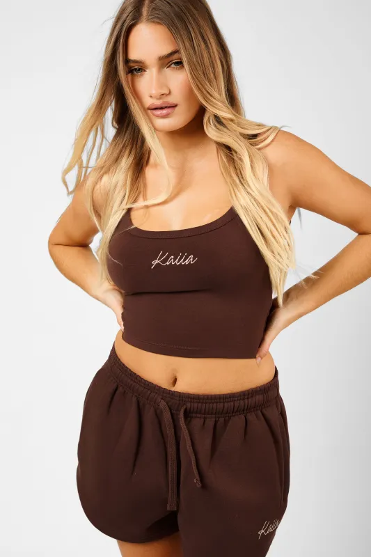 Kaiia Script Logo Vest Top Peppercorn sold by Kaiia the label