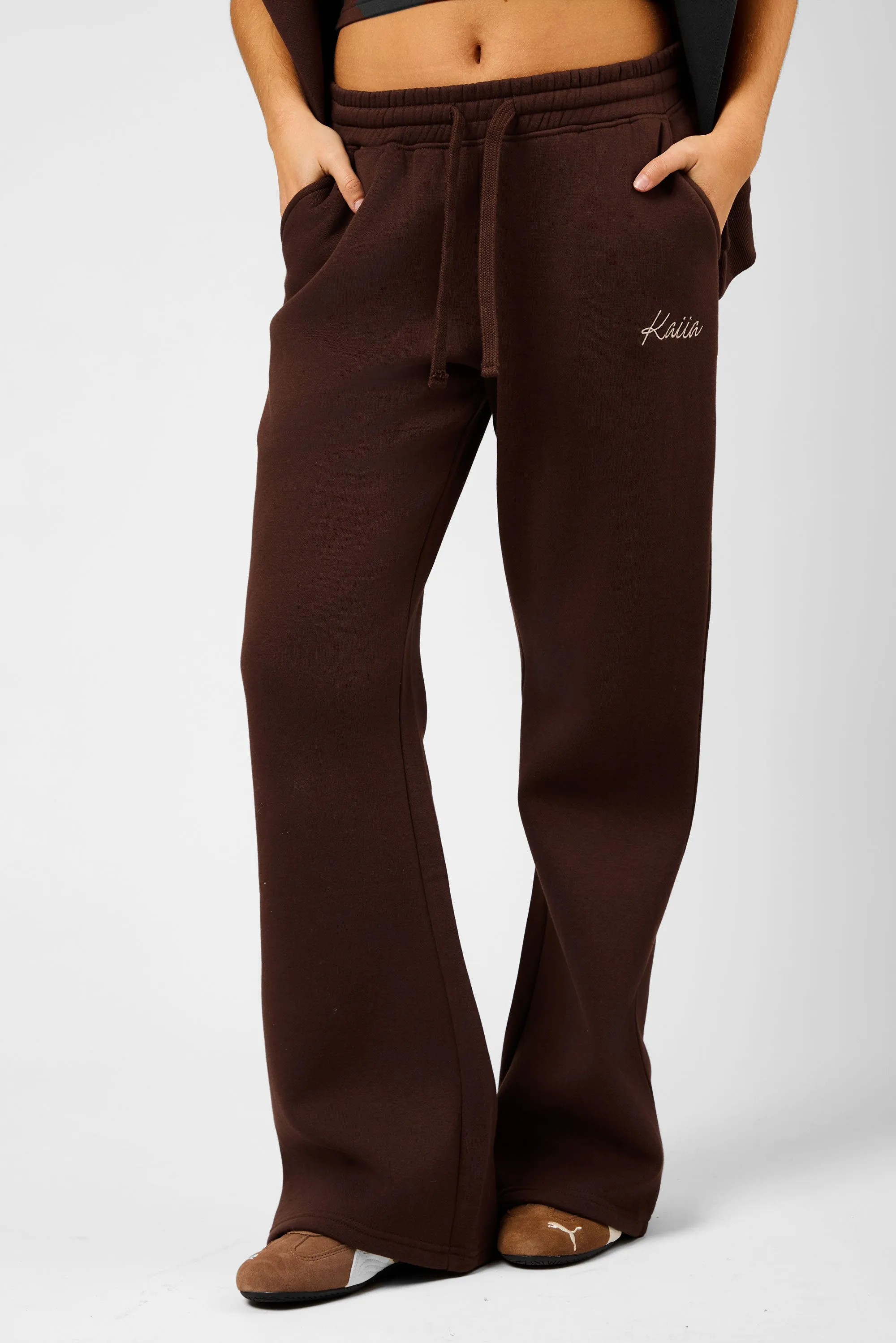 Kaiia Script Wide Leg Joggers Peppercorn sold by Kaiia the label product image thumbnail 2