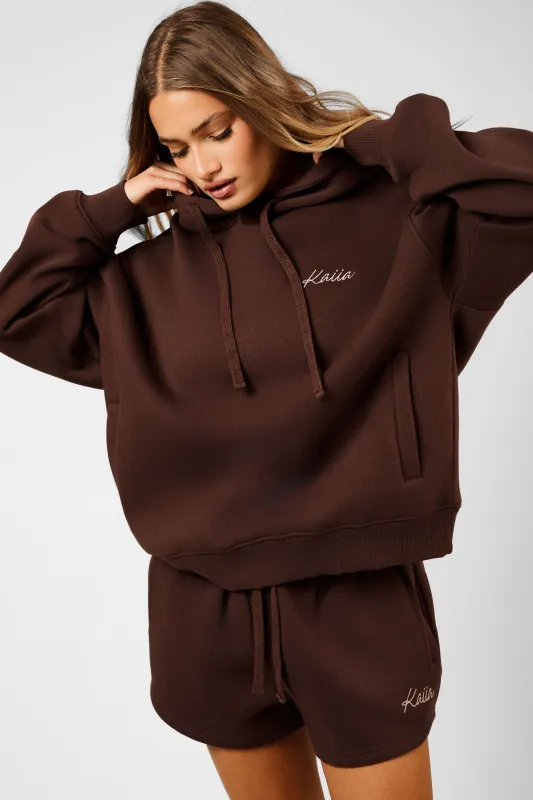Kaiia Script Logo Oversized Hoodie Peppercorn sold by Kaiia the label