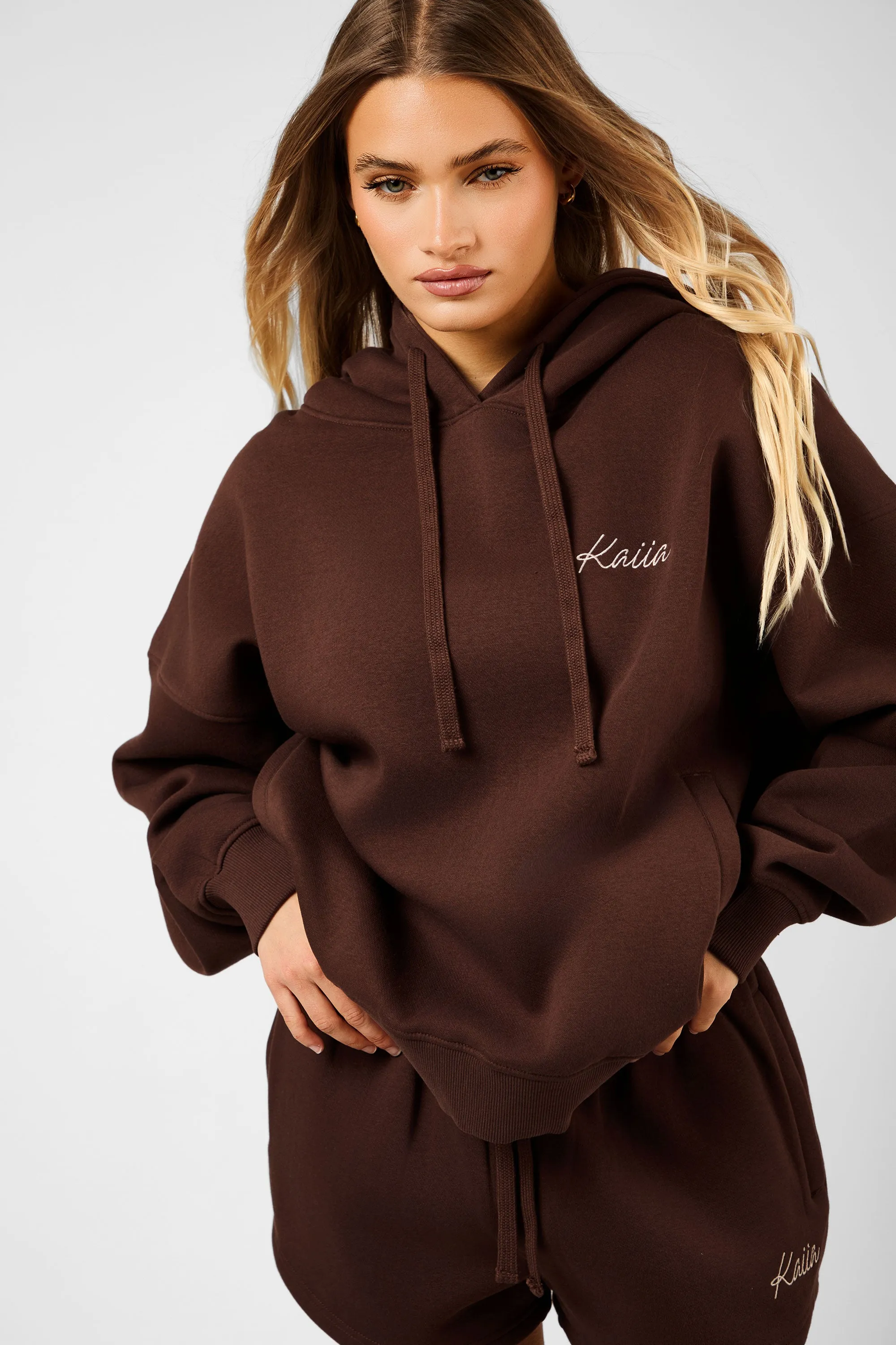 Kaiia Script Logo Oversized Hoodie Peppercorn sold by Kaiia the label product image thumbnail 2