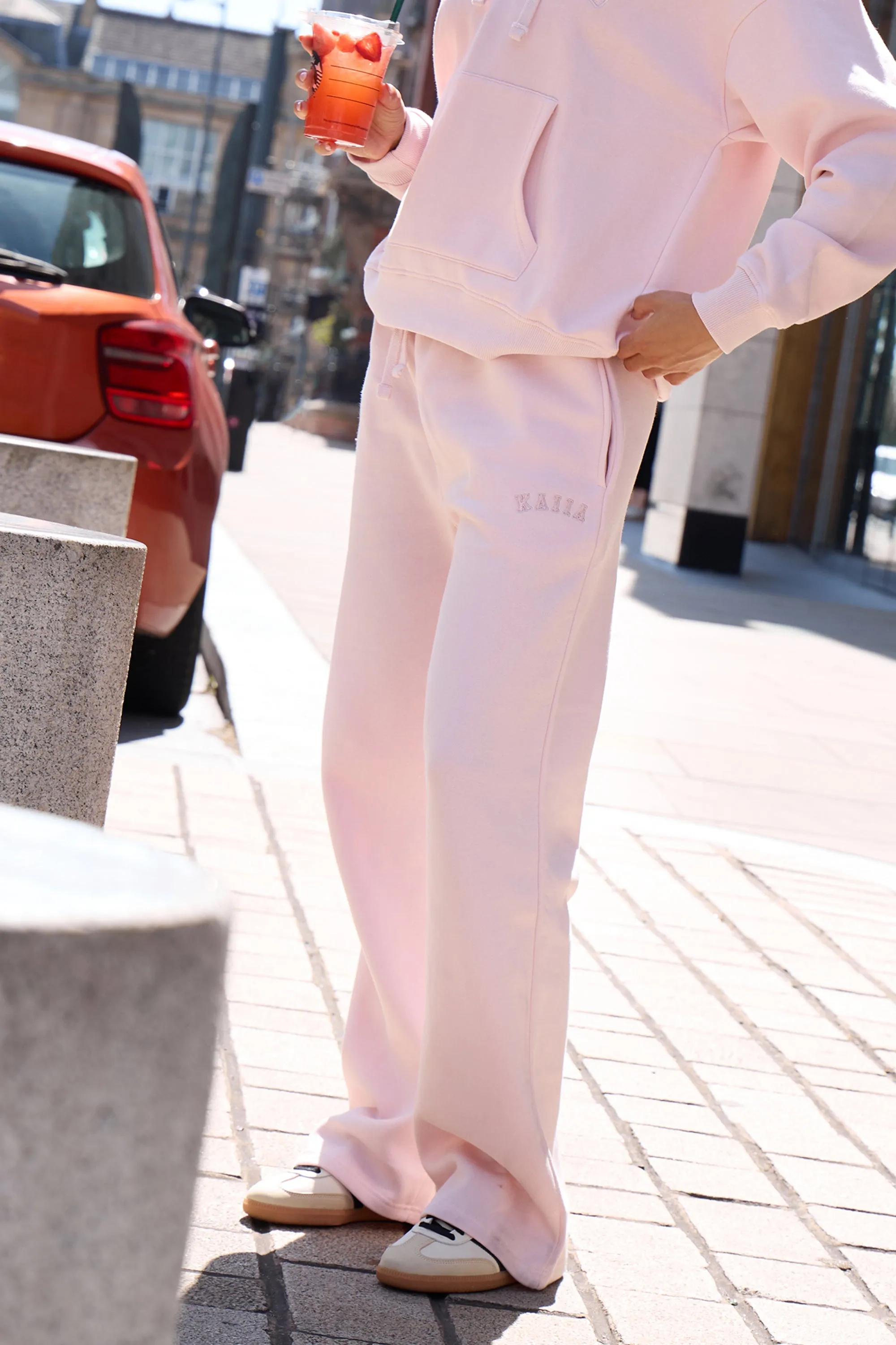 Kaiia Logo Drawstring Wide Leg Joggers Dusty Pink sold by Kaiia the label product image thumbnail 2