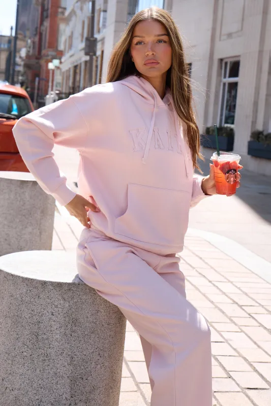 Kaiia Slogan Drawstring Oversized Hoodie Dusty Pink made by Kaiia the label