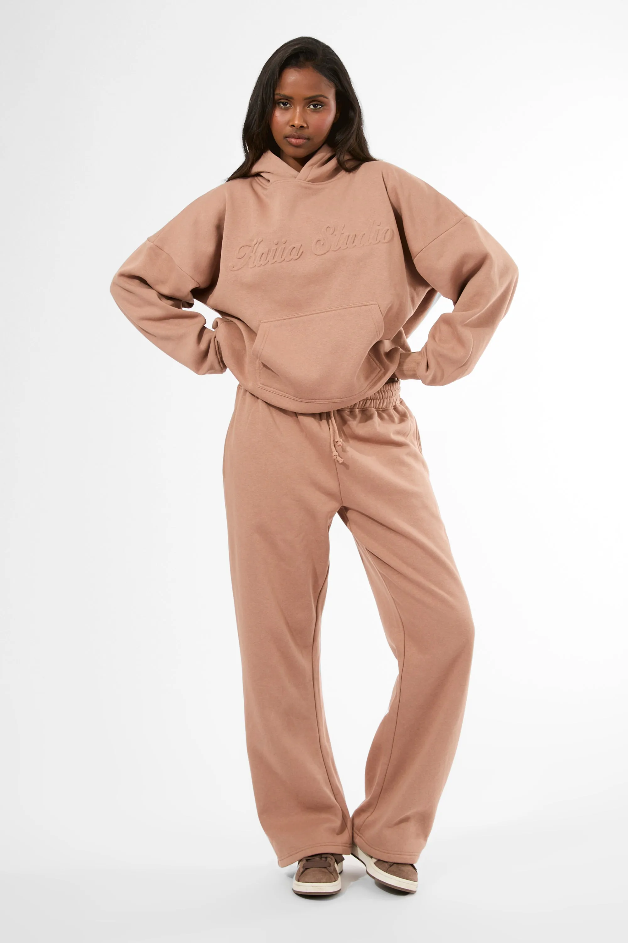 Kaiia Studio Embossed Script Logo Oversized Hoodie Milk Chocolate sold by Kaiia the label product image thumbnail 5