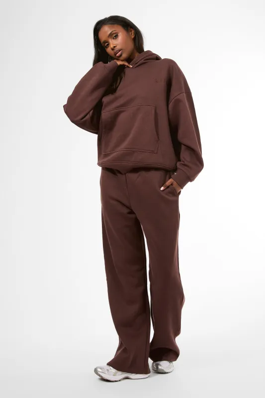 Kaiia Embossed Wide Leg Joggers Mocha made by Kaiia the label