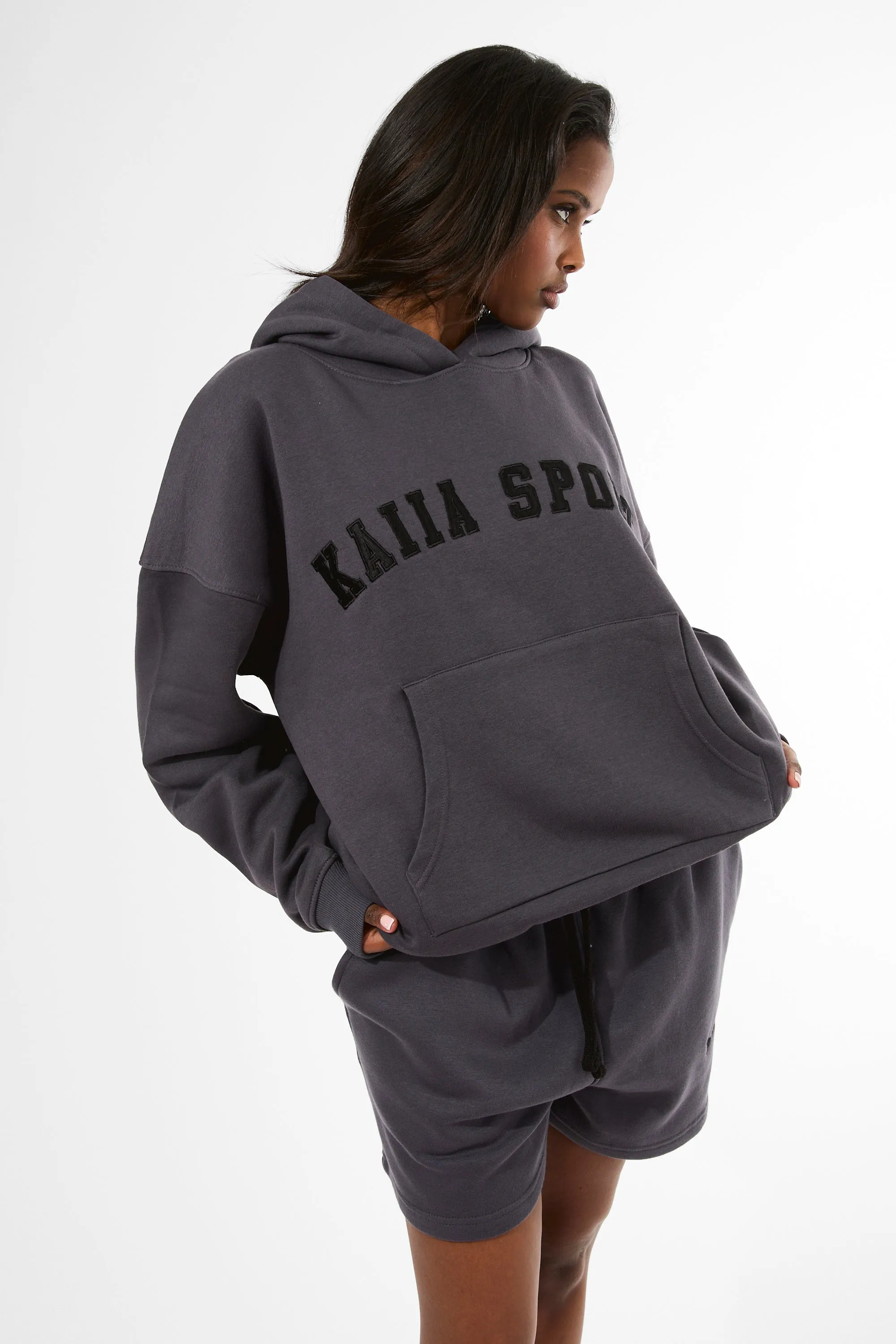Kaiia Sport Oversized Hoodie Dark Grey & Black sold by Kaiia the label product image thumbnail 5