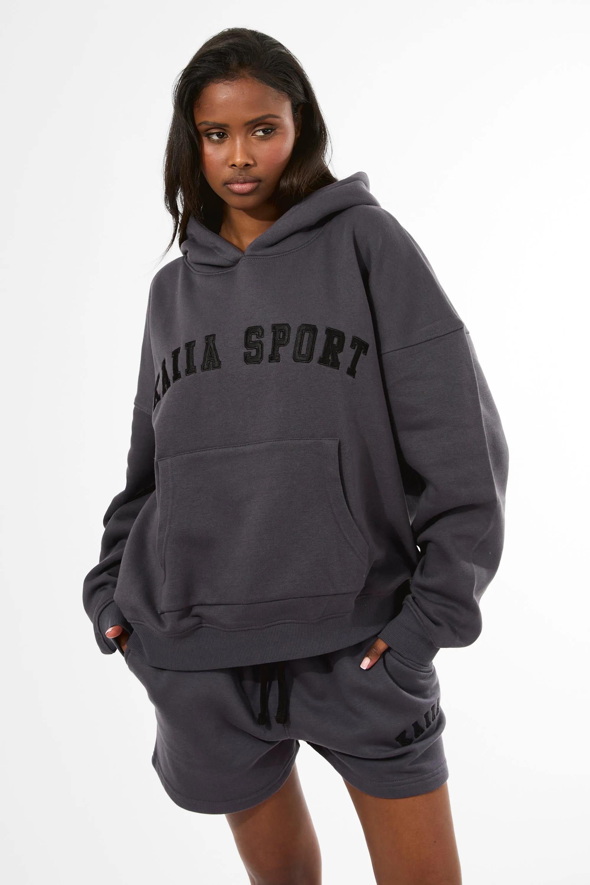 Kaiia Sport Oversized Hoodie Dark Grey & Black sold by Kaiia the label