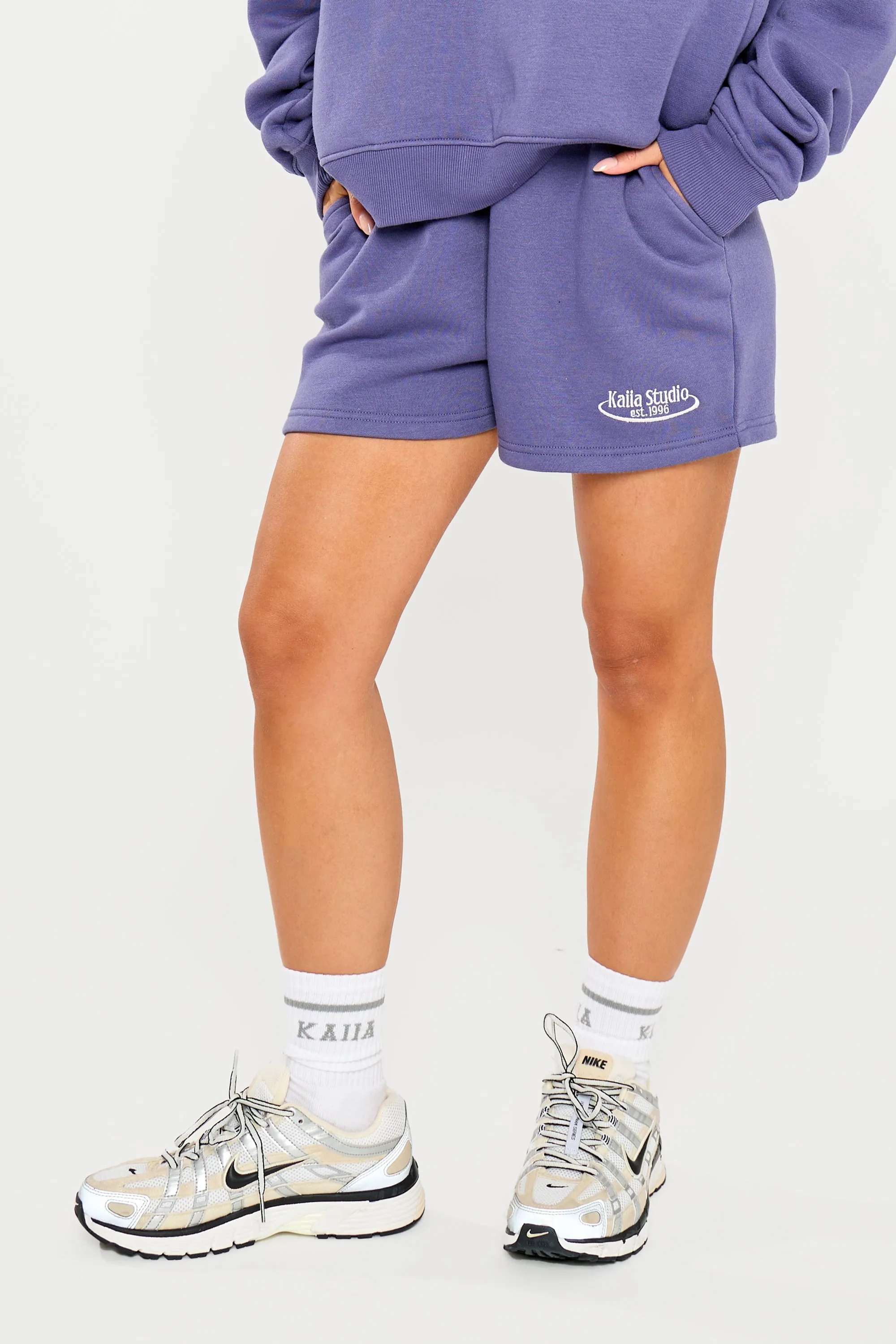 Kaiia Running Club Logo Sweat Shorts Light Navy sold by Kaiia the label product image thumbnail 3