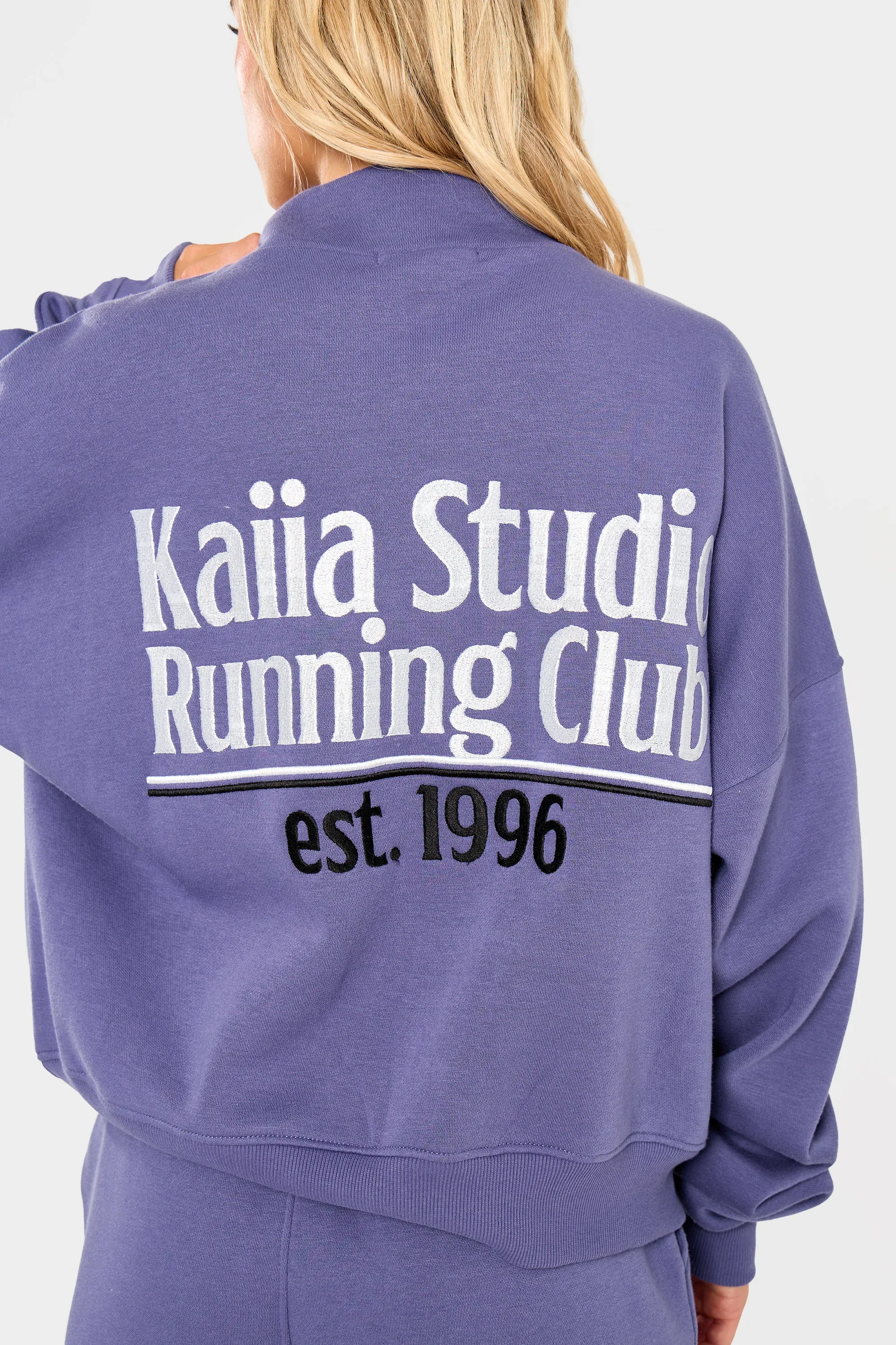 Kaiia Running Club Logo Quarter Zip Sweatshirt Light Navy sold by Kaiia the label product image thumbnail 2