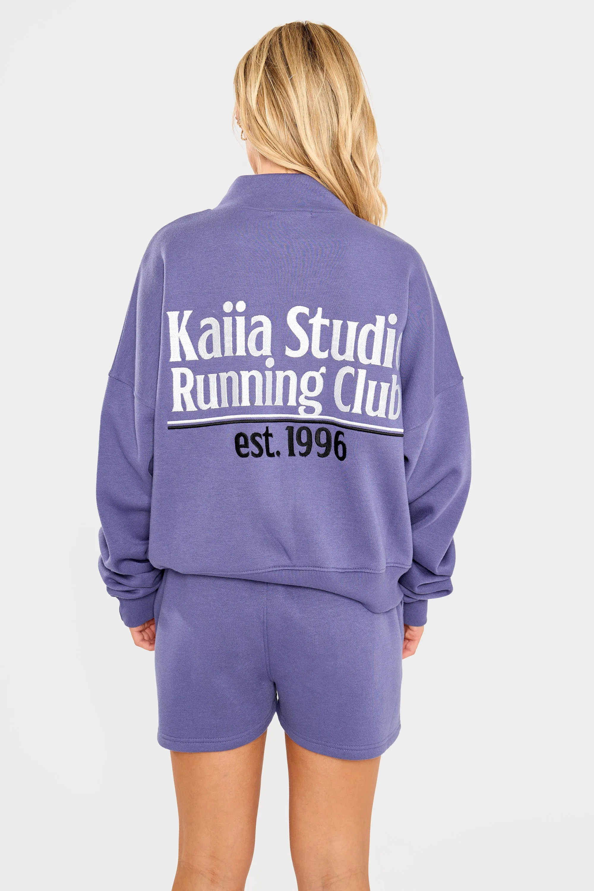 Kaiia Running Club Logo Quarter Zip Sweatshirt Light Navy sold by Kaiia the label product image thumbnail 4